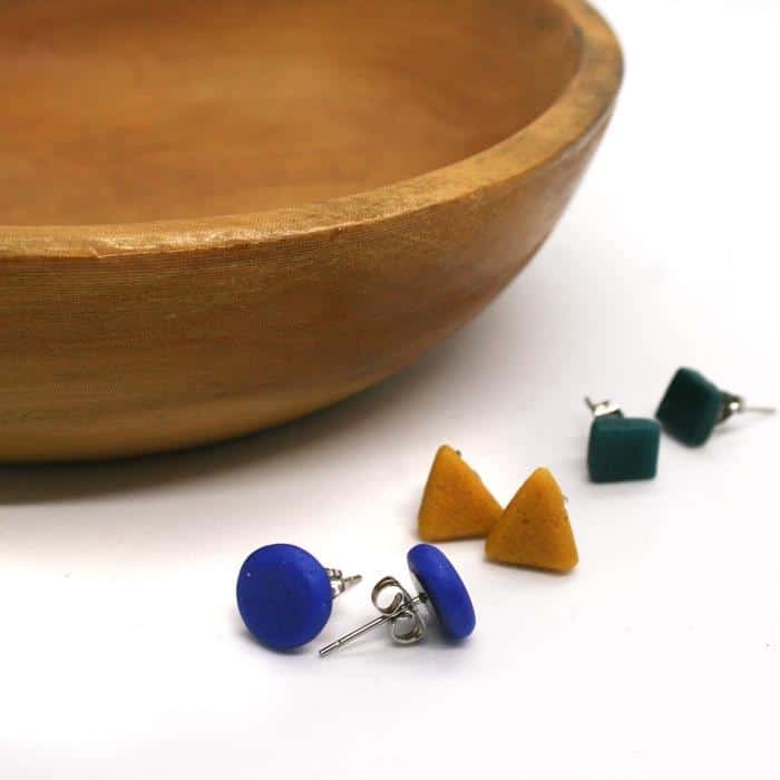elements stud recycled glass earrings