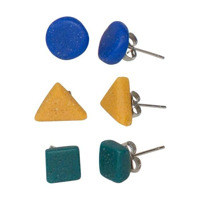 elements stud recycled glass earrings
