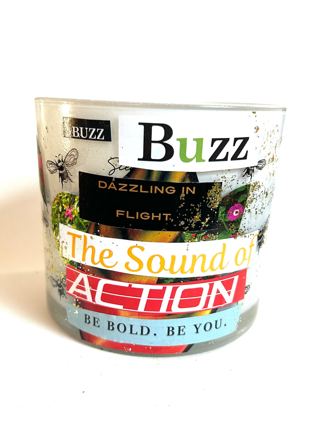Constance Wilde Upcycled Collage Poetry Candle - Dazzling in Flight