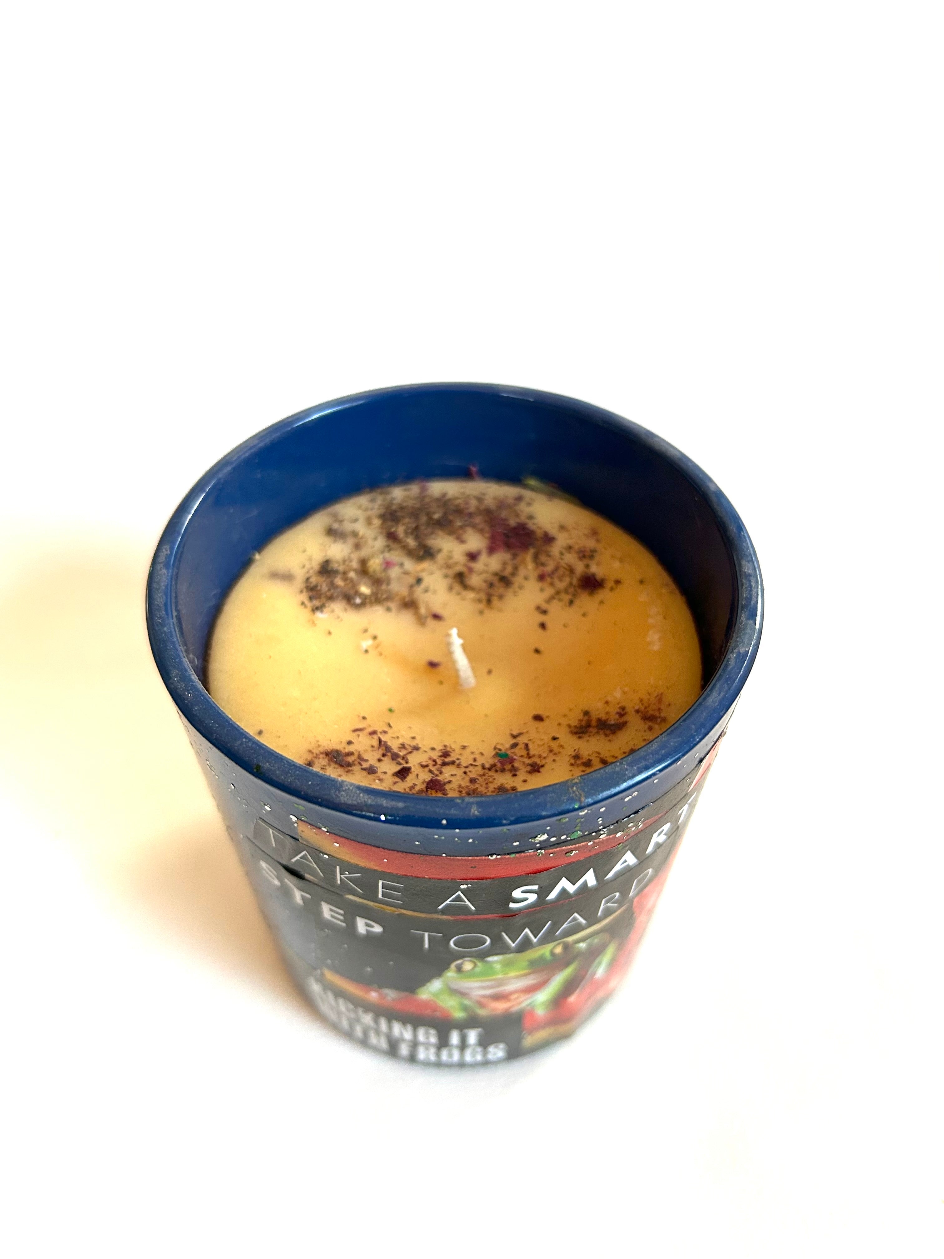 Constance Wilde Upcycled Collage Poetry Candle - Kicking it with Frogs