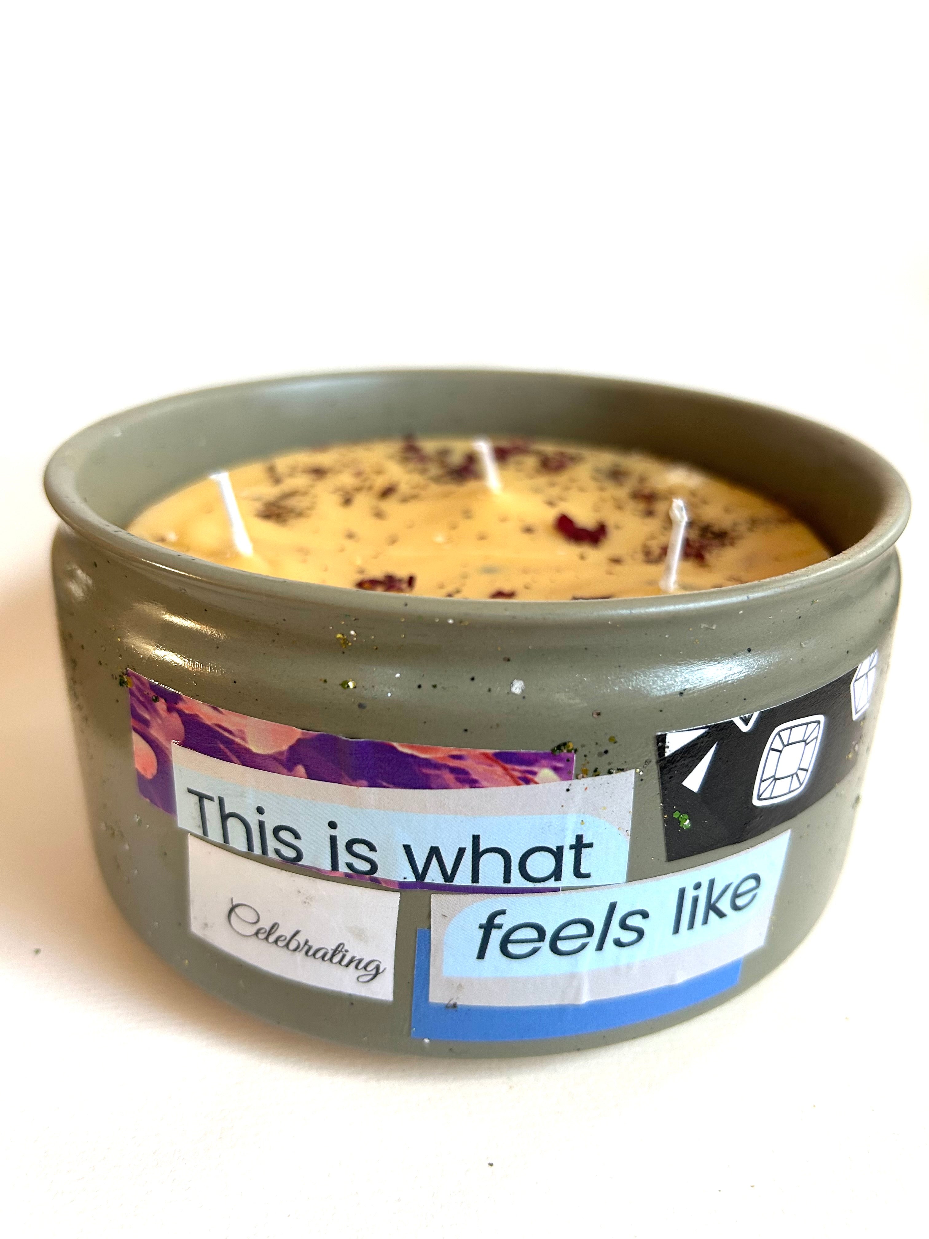 Constance Wilde Upcycled Collage Poetry Candle - Celebrating