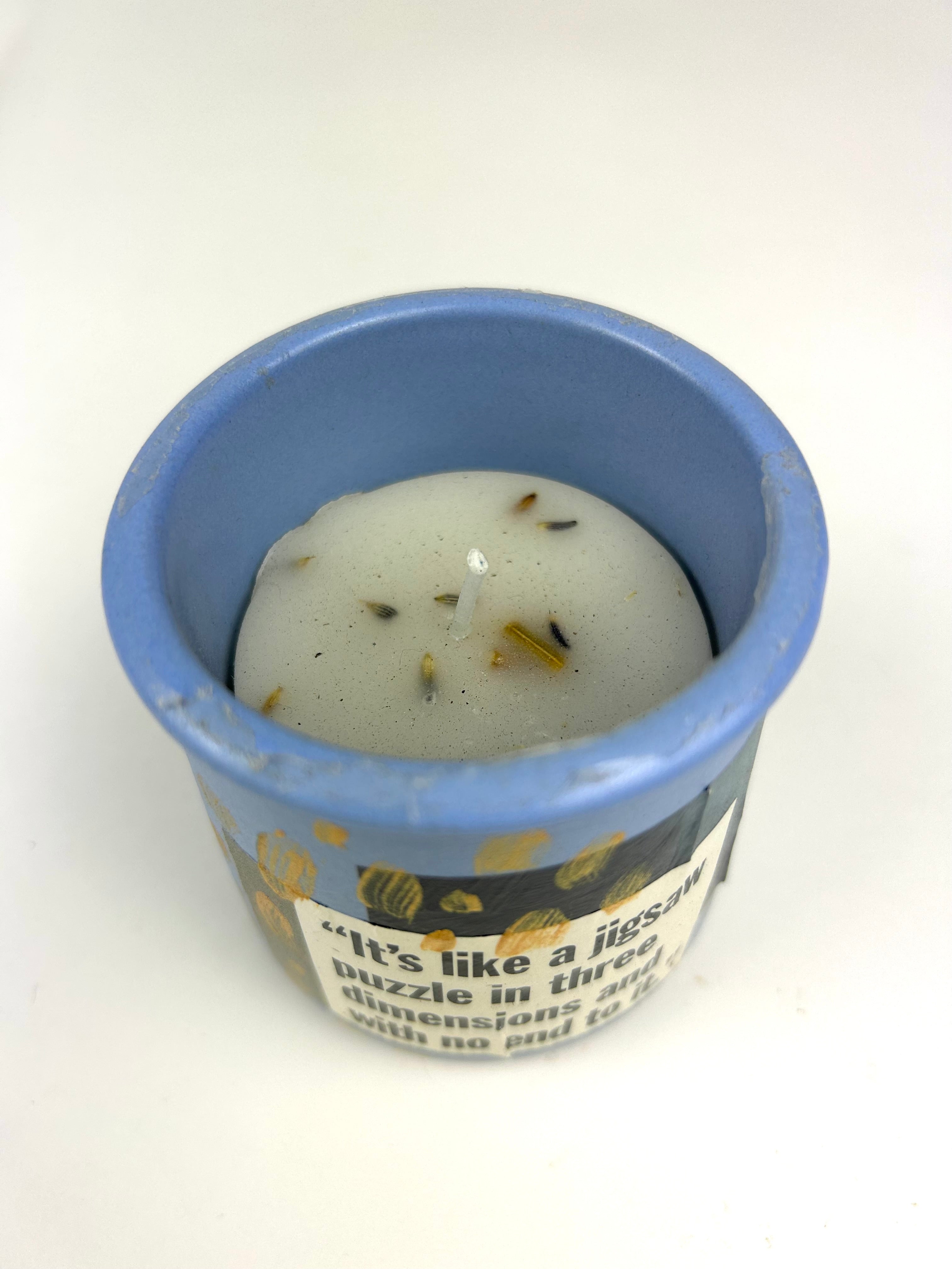 Constance Wilde Upcycled Collage Poetry Candle - Jigsaw Puzzle in Three Dimensions