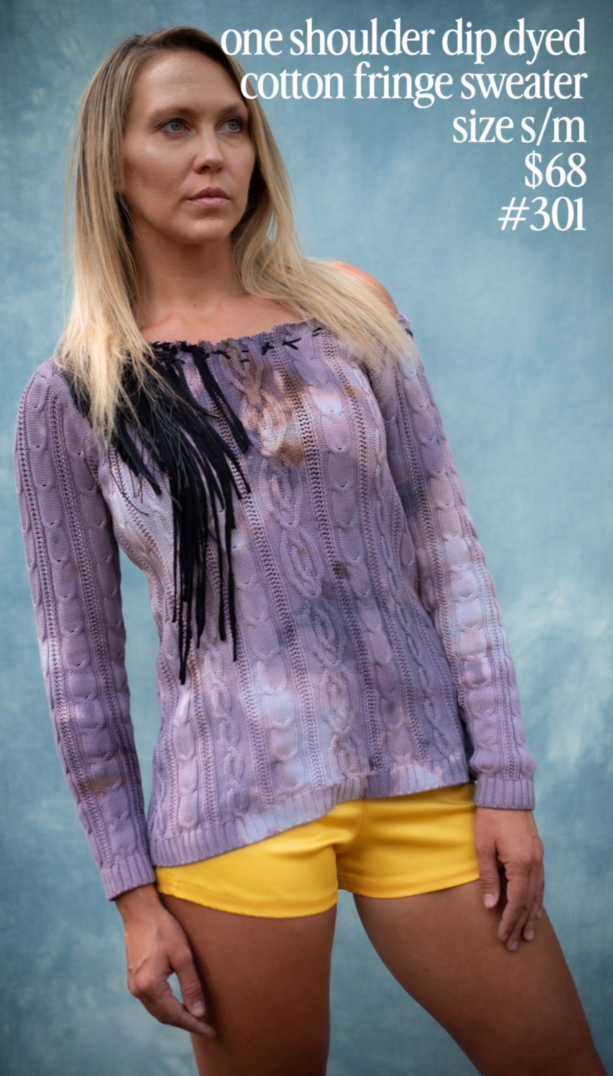 Constance Wilde one-shoulder dip-dyed cotton fringe sweater #301