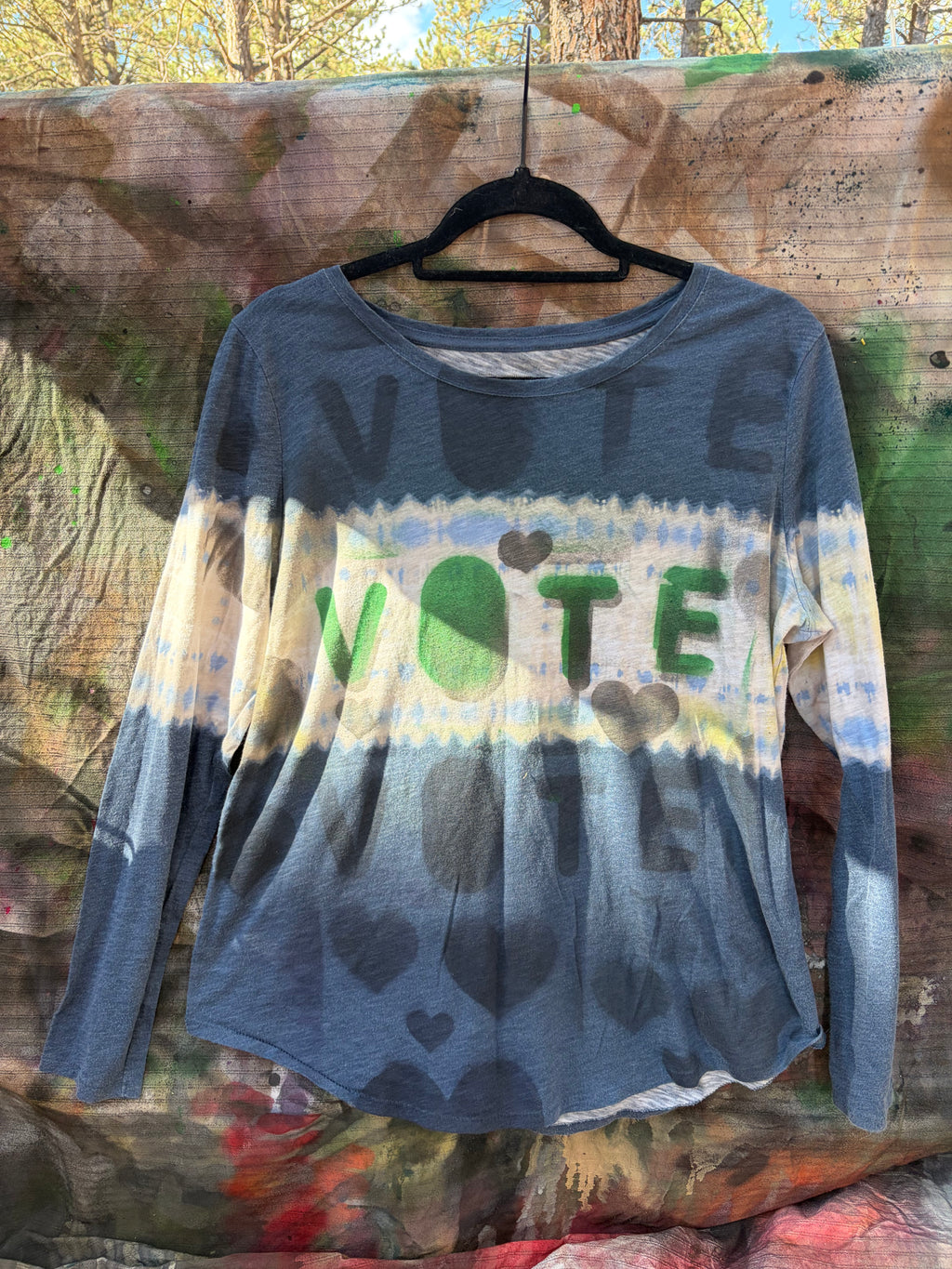 Upcycled hand-painted and stenciled designs by Constance Wilde - ready to wear or custom - changemaker edition