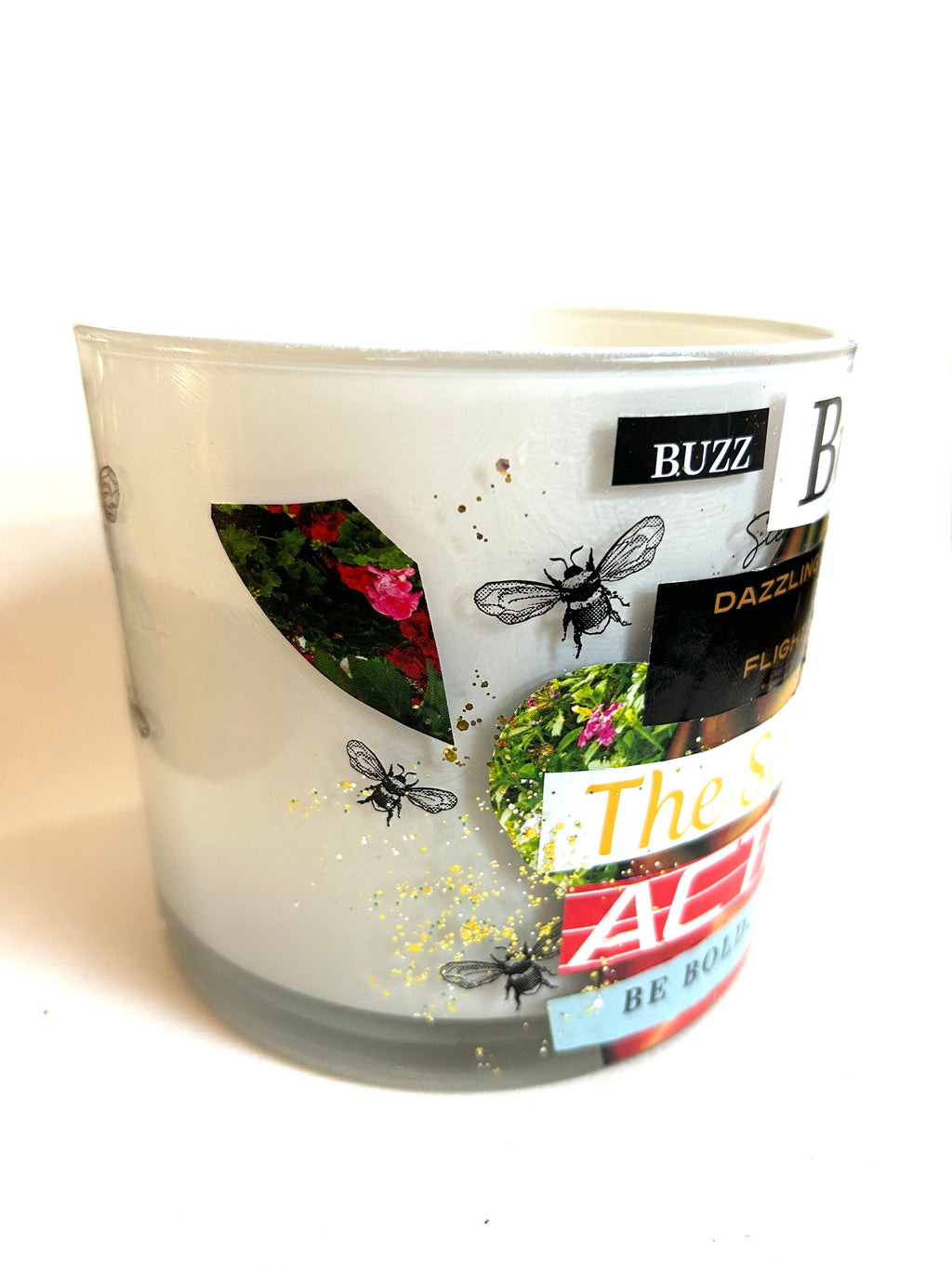 Constance Wilde Upcycled Collage Poetry Candle - Dazzling in Flight