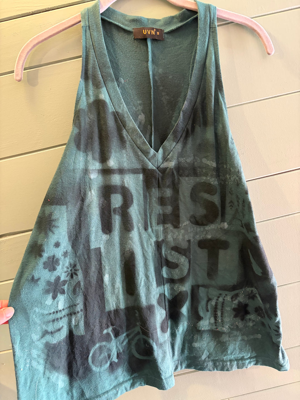 Upcycled hand-painted and stenciled designs by Constance Wilde - ready to wear or custom - changemaker edition