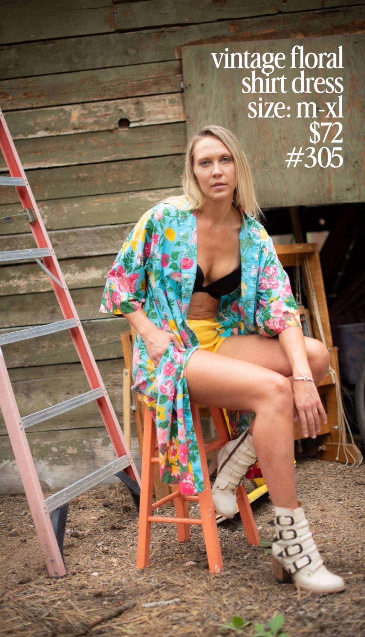 Constance Wilde vintage floral shirt dress #305