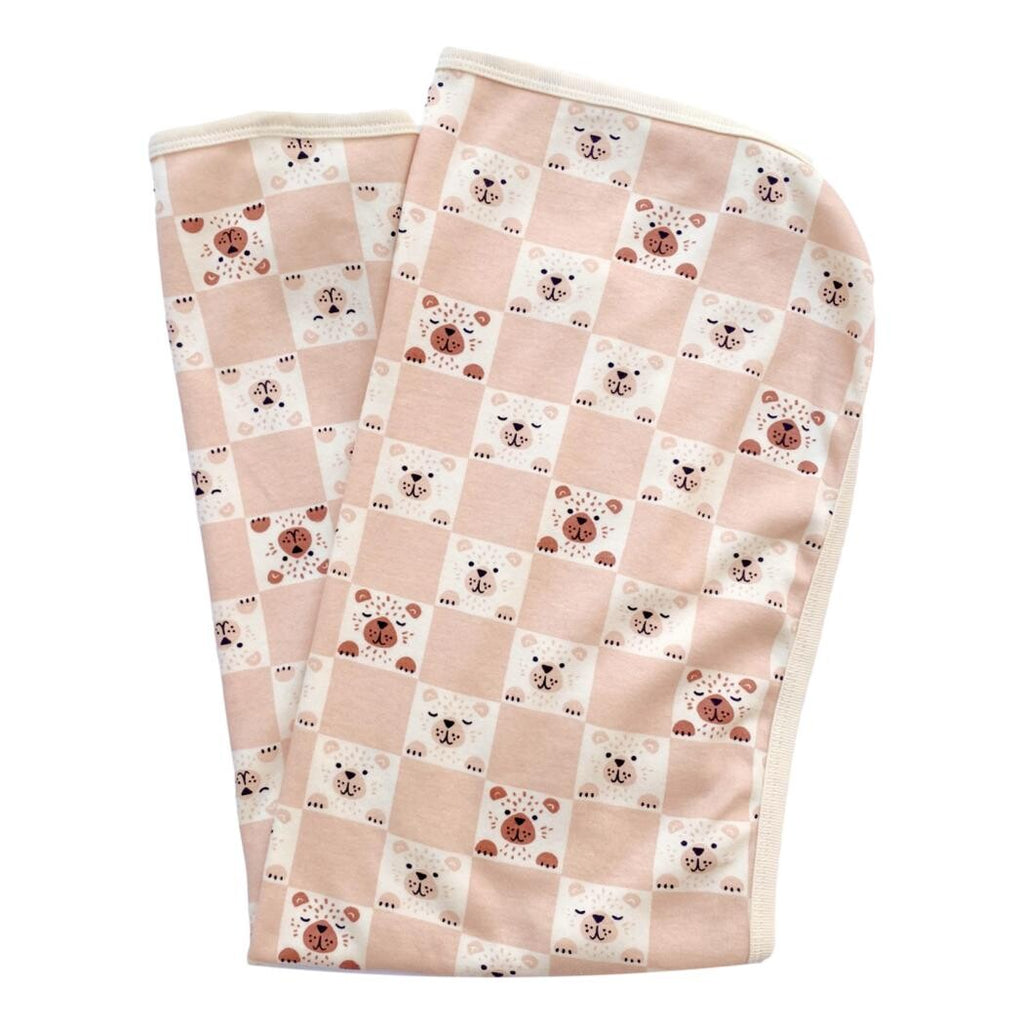 GOTS Certified Organic Cotton Blanket - Checkered Bear