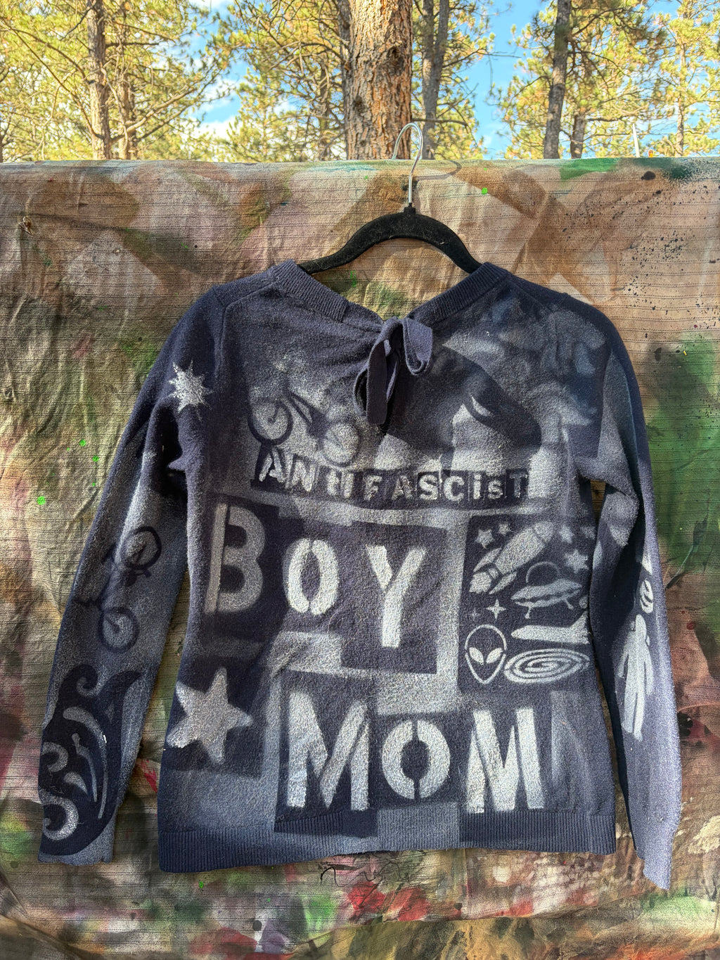 Upcycled hand-painted and stenciled designs by Constance Wilde - ready to wear or custom - changemaker edition