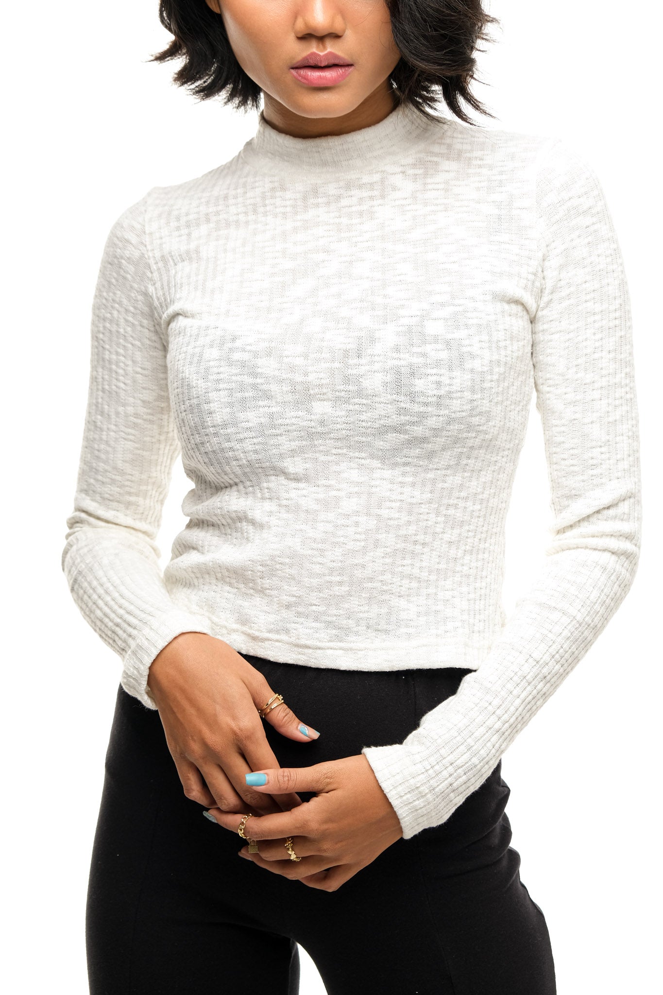 chenda mock neck rib top