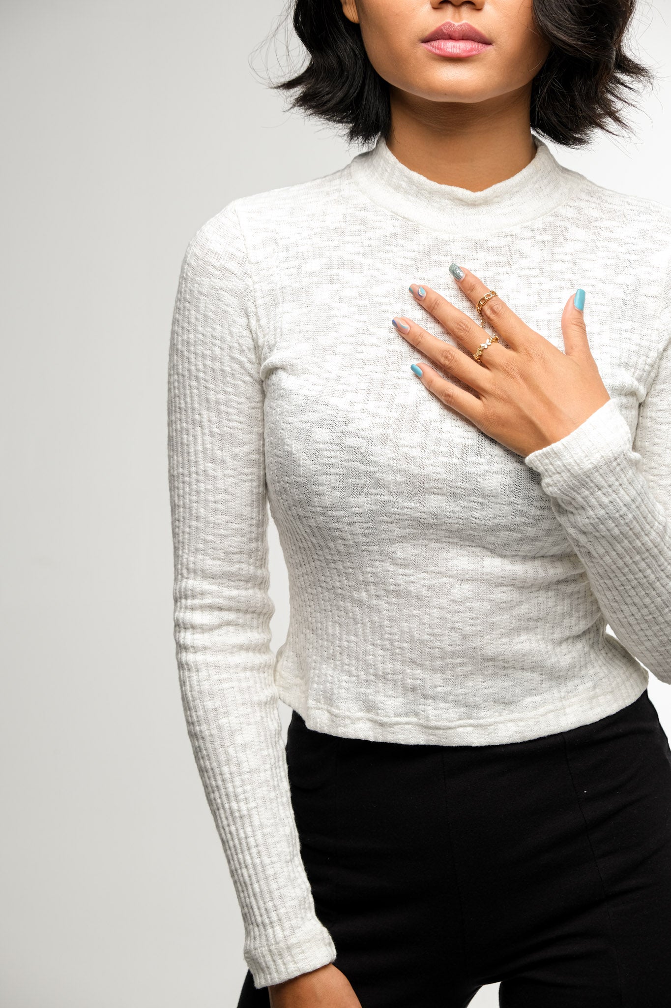 chenda mock neck rib top