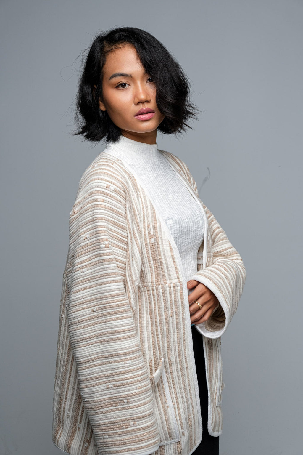 chenda mock neck rib top