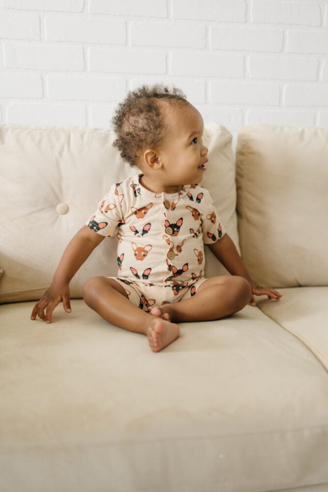 GOTS Certified Organic Cotton Short Sleeve Romper - Chihuahua