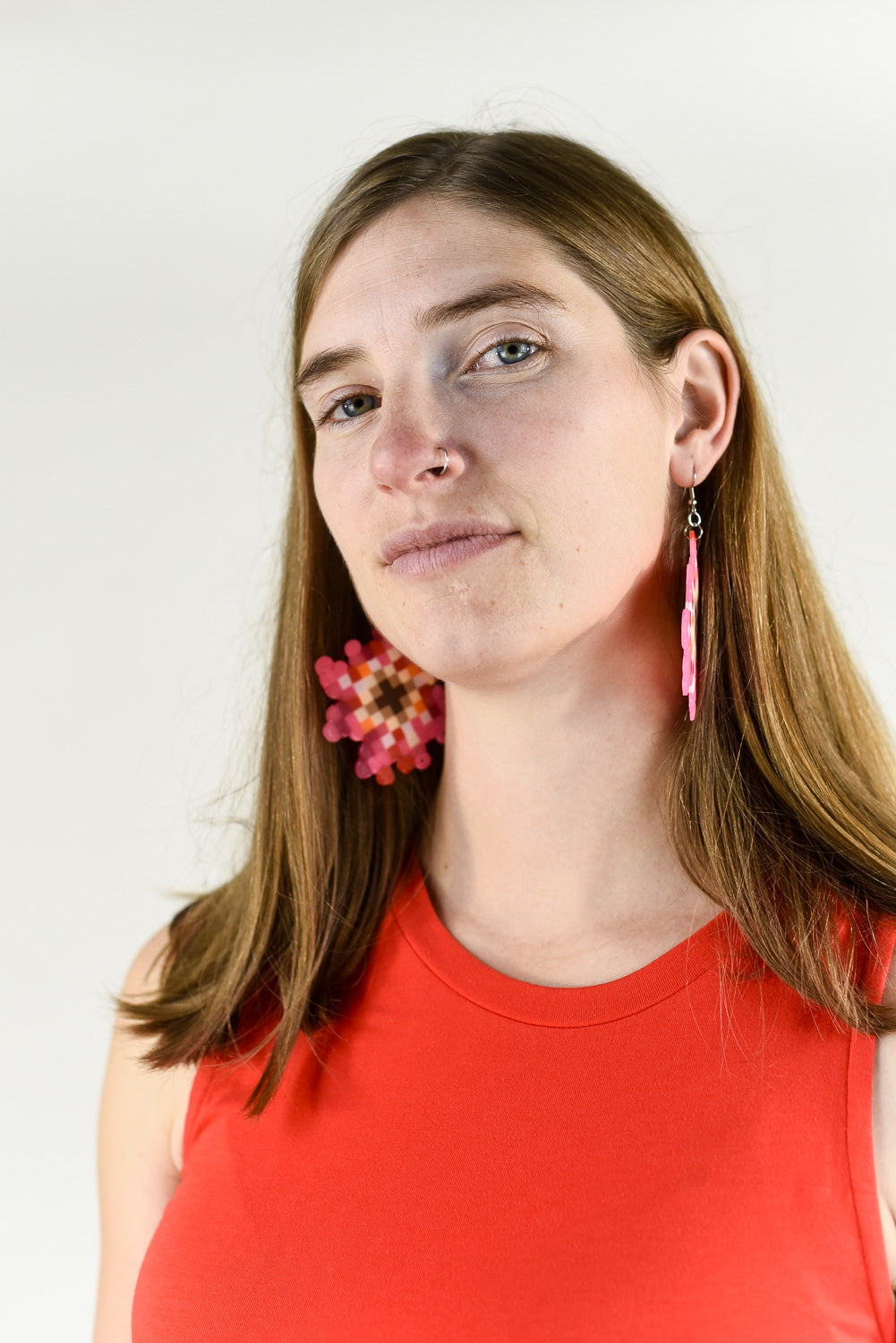 Pixel Flower Earrings - Upcycled Perler Beads by Constance Wilde