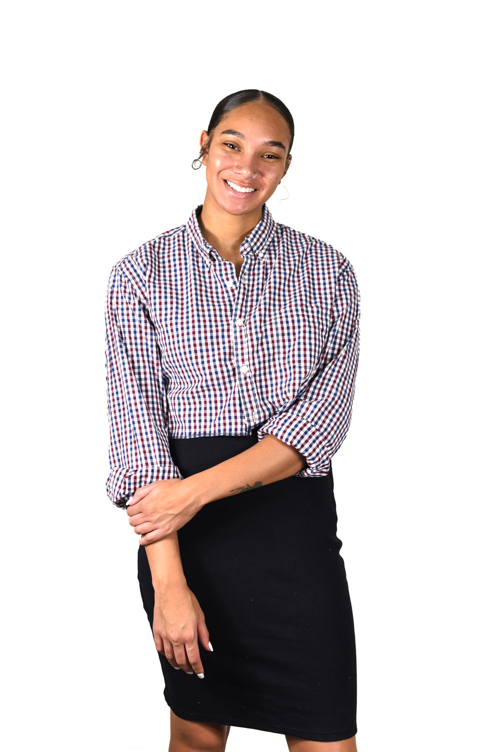 Cropped Button Up Upcycled Long Sleeve Shirt