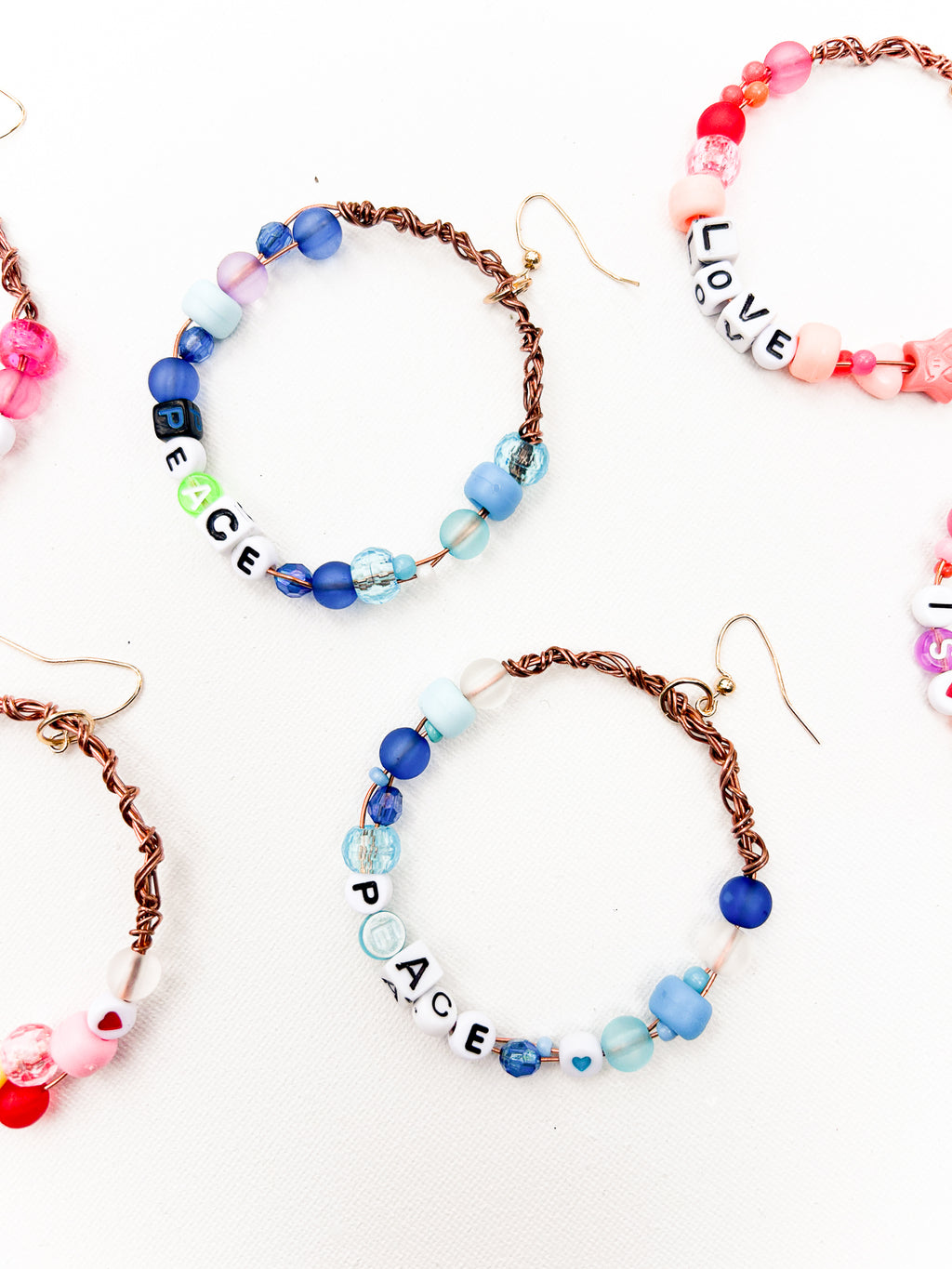 "Peace" - Vintage Bead Hoop Earrings - by Constance Wilde