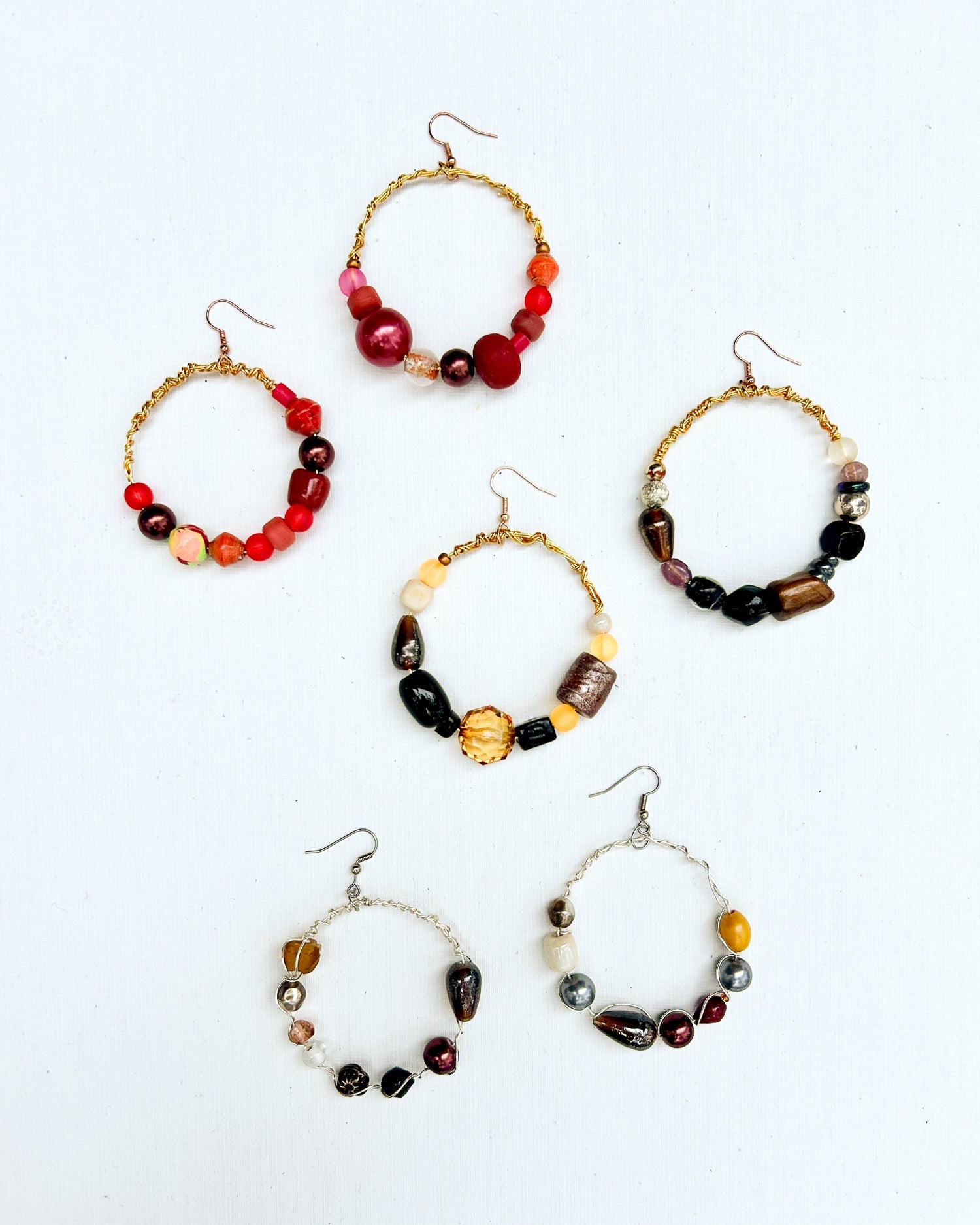 Women's Vintage Bead Hoop Earrings - Gold Circle Design - Constance Wilde