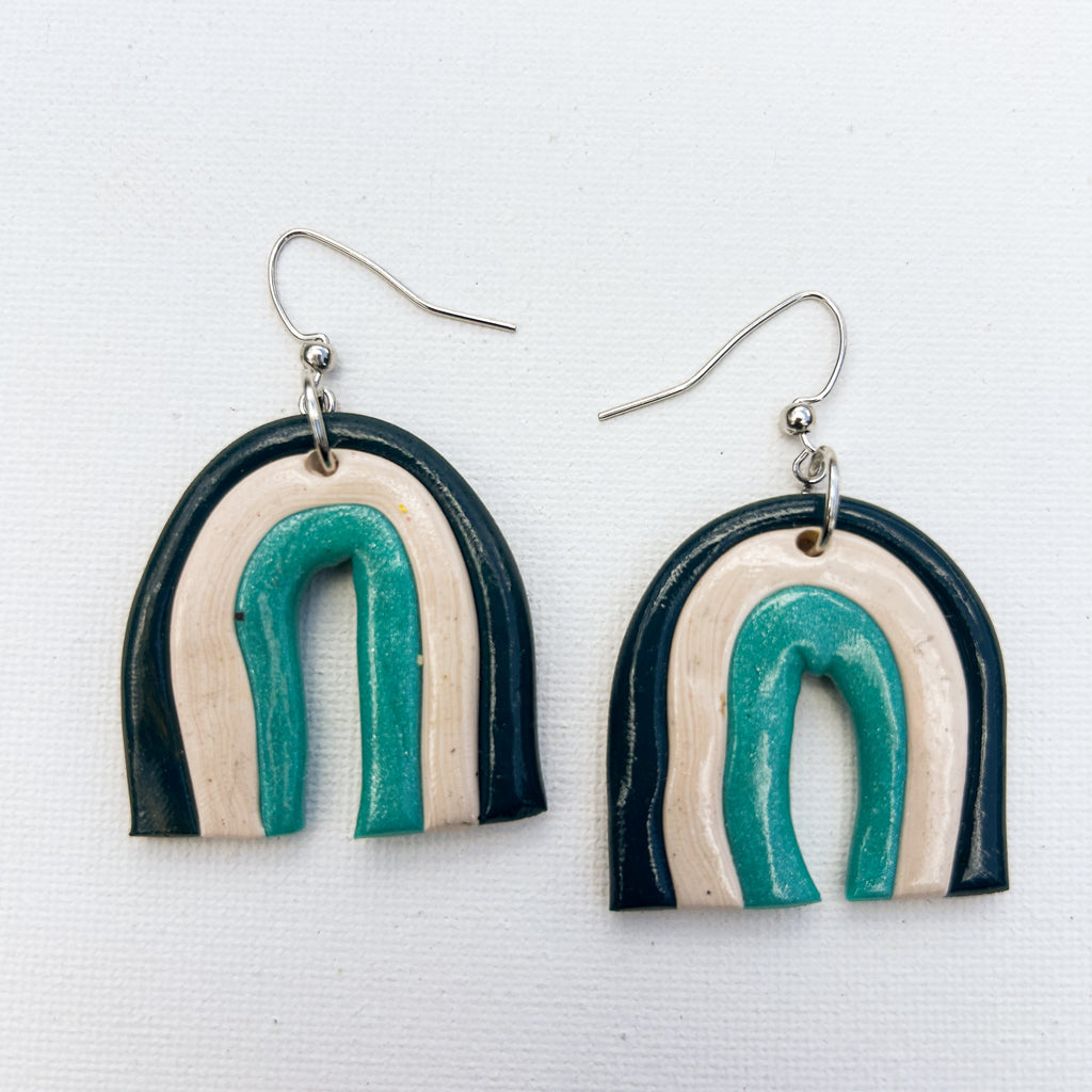 Upcycled Clay Rainbow Arch Earrings by Constance Wilde