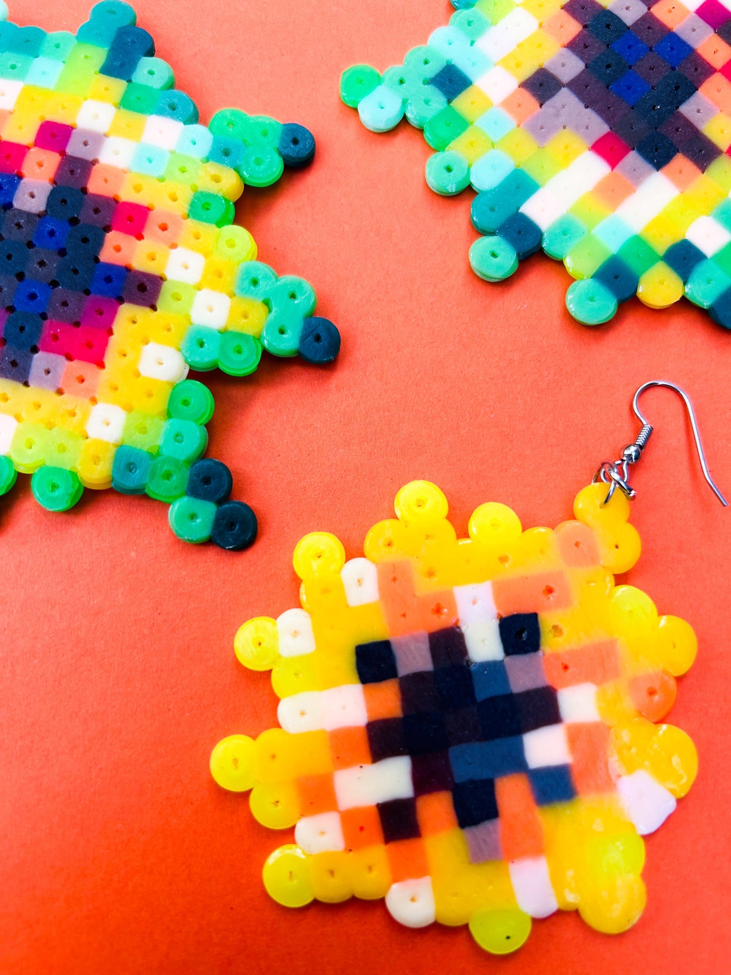 Pixel Flower Earrings - Upcycled Perler Beads by Constance Wilde