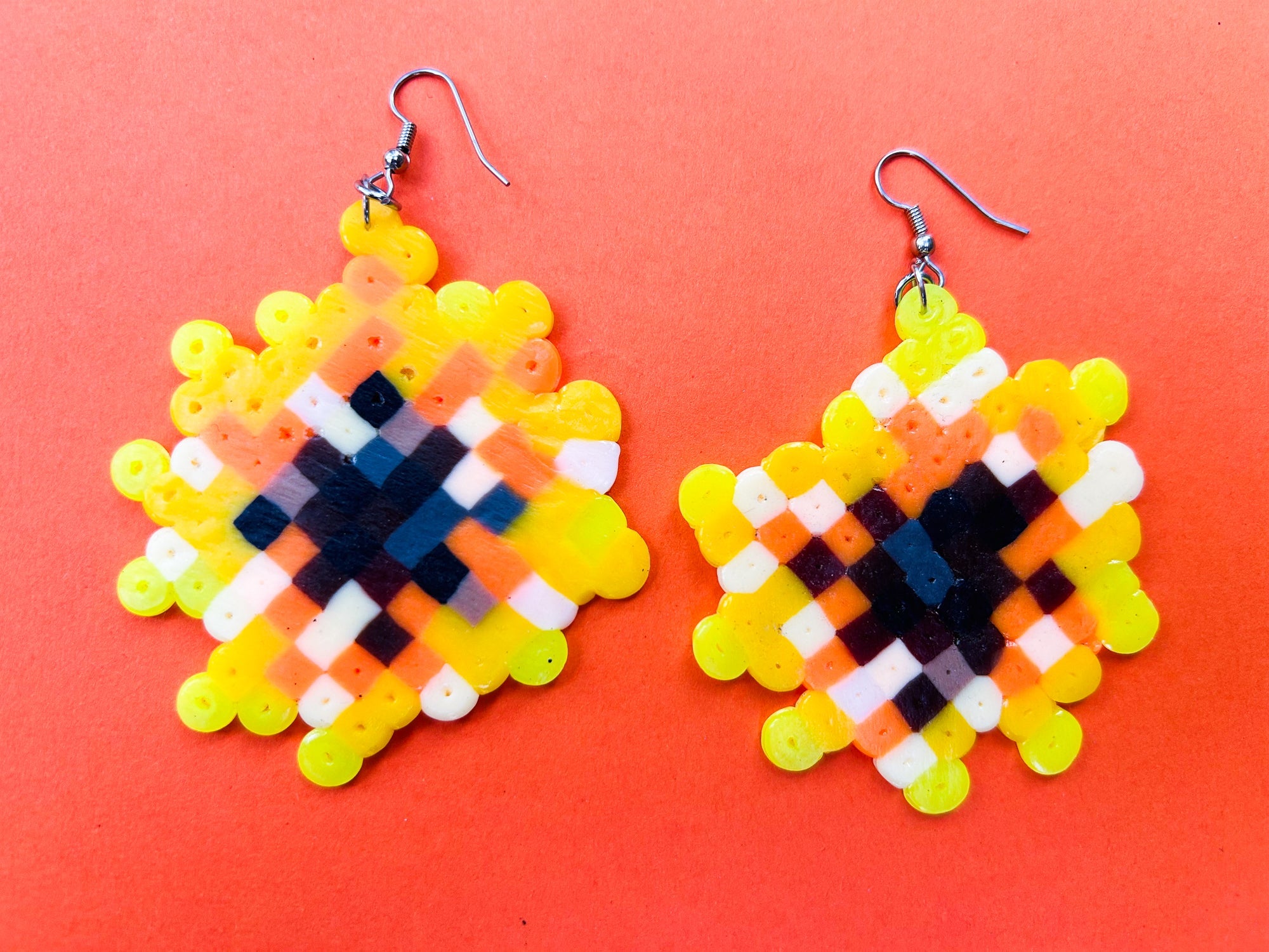 Pixel Flower Earrings - Upcycled Perler Beads by Constance Wilde