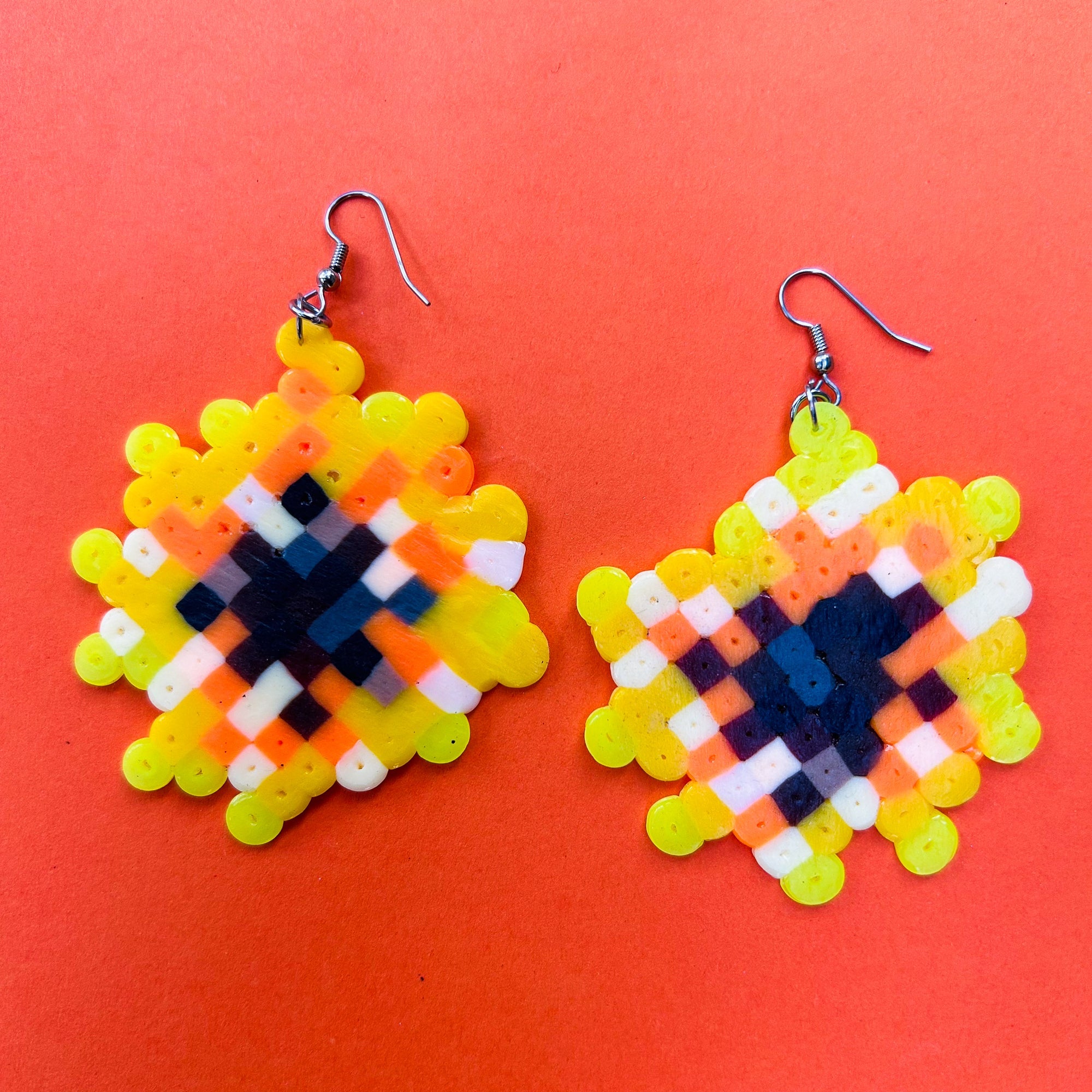 Pixel Flower Earrings - Upcycled Perler Beads by Constance Wilde