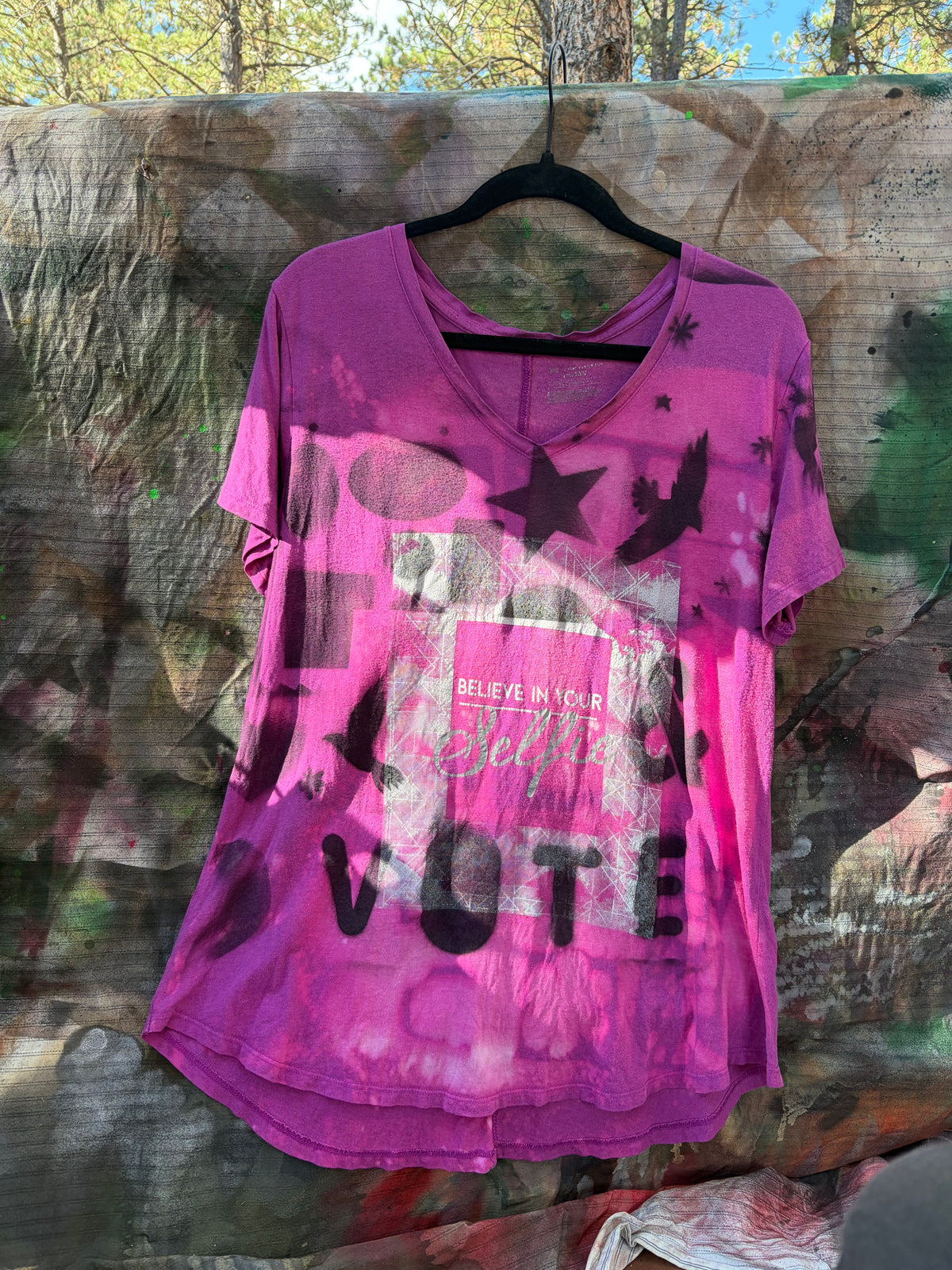 Upcycled hand-painted and stenciled designs by Constance Wilde - ready to wear or custom - changemaker edition