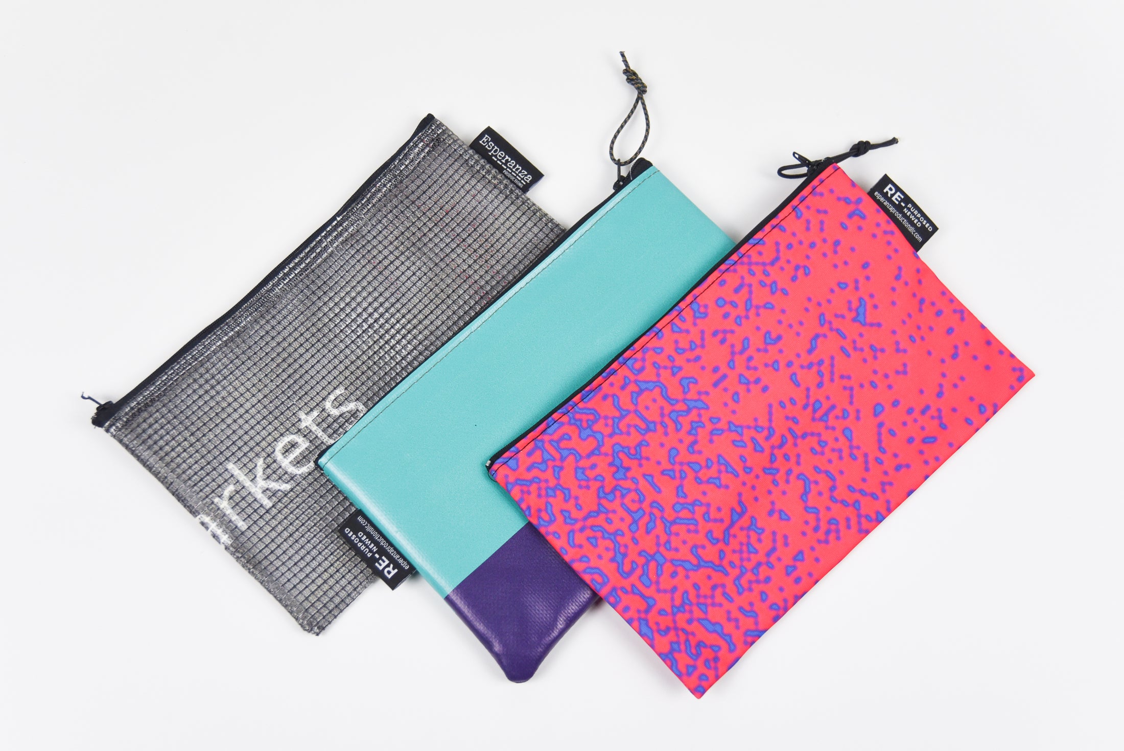 Repurposed Zip Banner Pouch - Vinyl