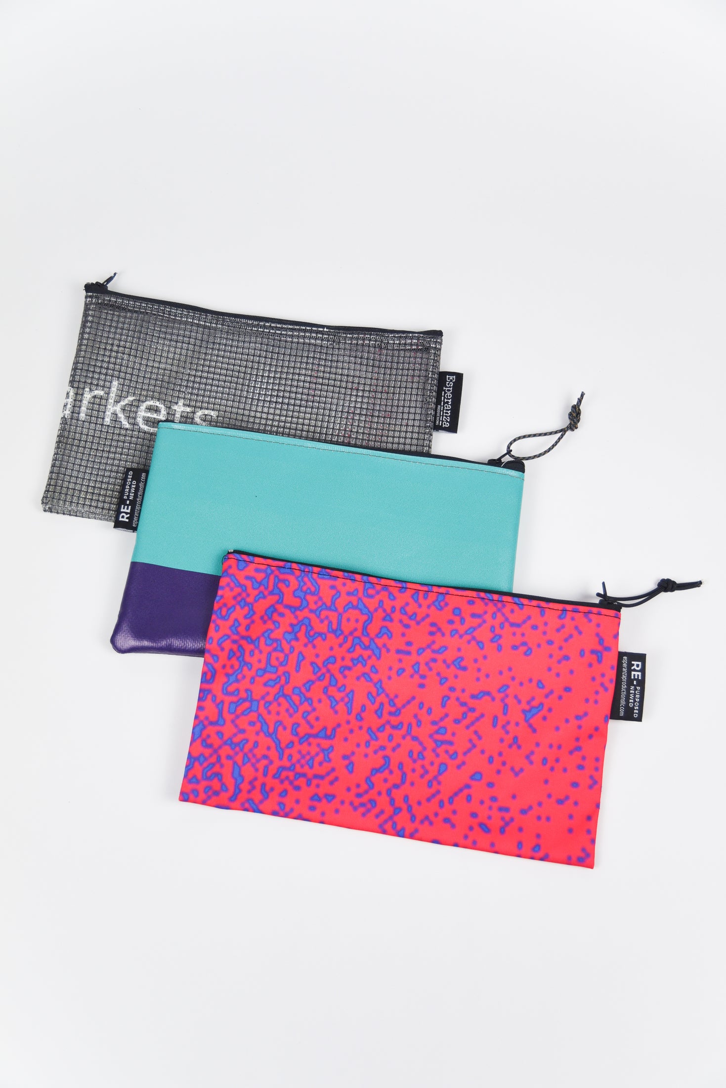 Repurposed Zip Banner Pouch - Vinyl