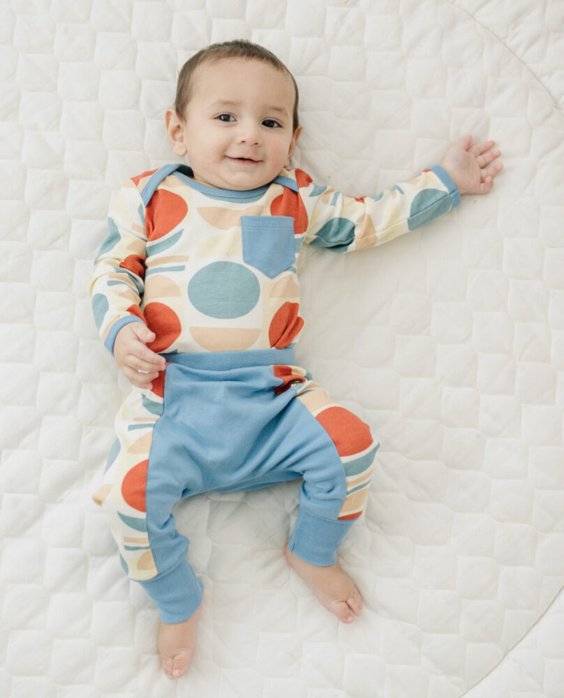 Organic Cotton Long Sleeve Bodysuit - Geometric Moon