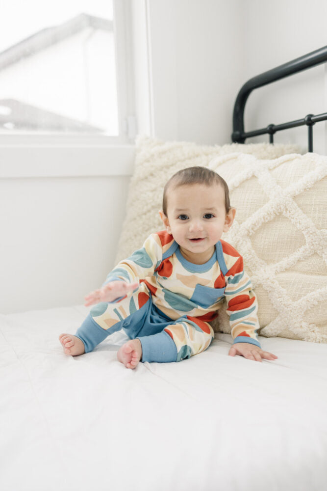 Organic Cotton Long Sleeve Bodysuit - Geometric Moon