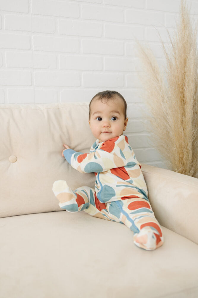 GOTS Certified Organic Cotton Zippy Footed - Geometric Moon