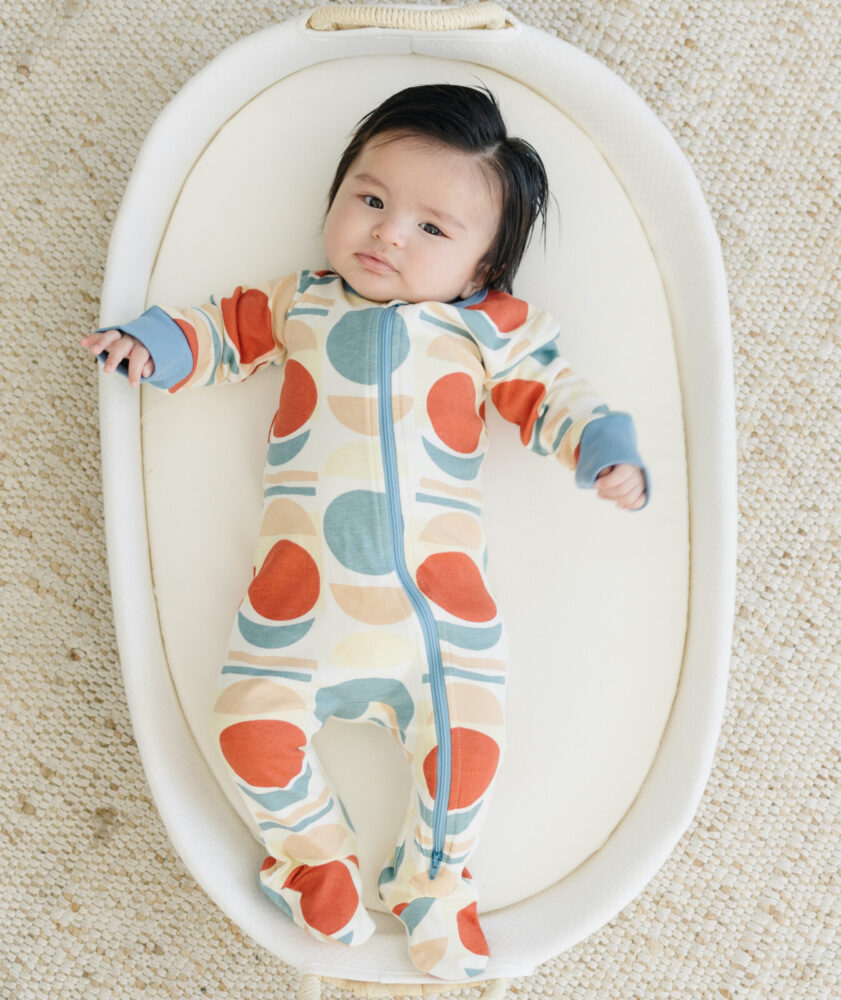 GOTS Certified Organic Cotton Zippy Footed - Geometric Moon