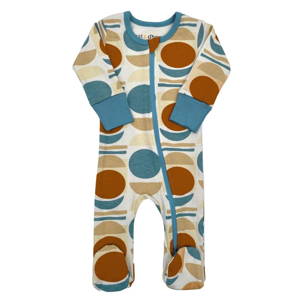 GOTS Certified Organic Cotton Zippy Footed - Geometric Moon