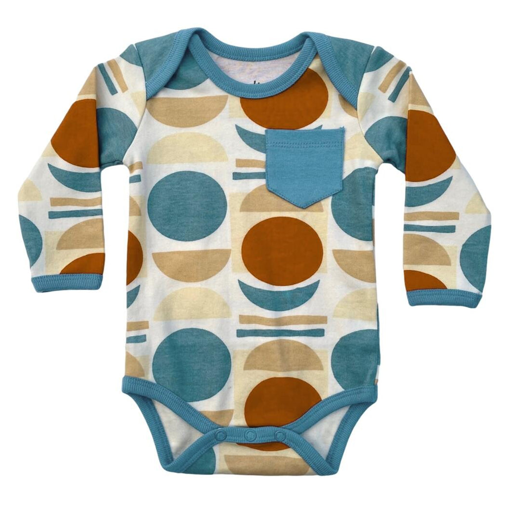 Organic Cotton Long Sleeve Bodysuit - Geometric Moon
