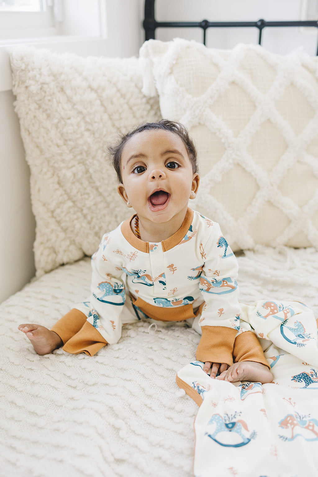 GOTS Certified Organic Cotton Playsuit - Rocking Horse