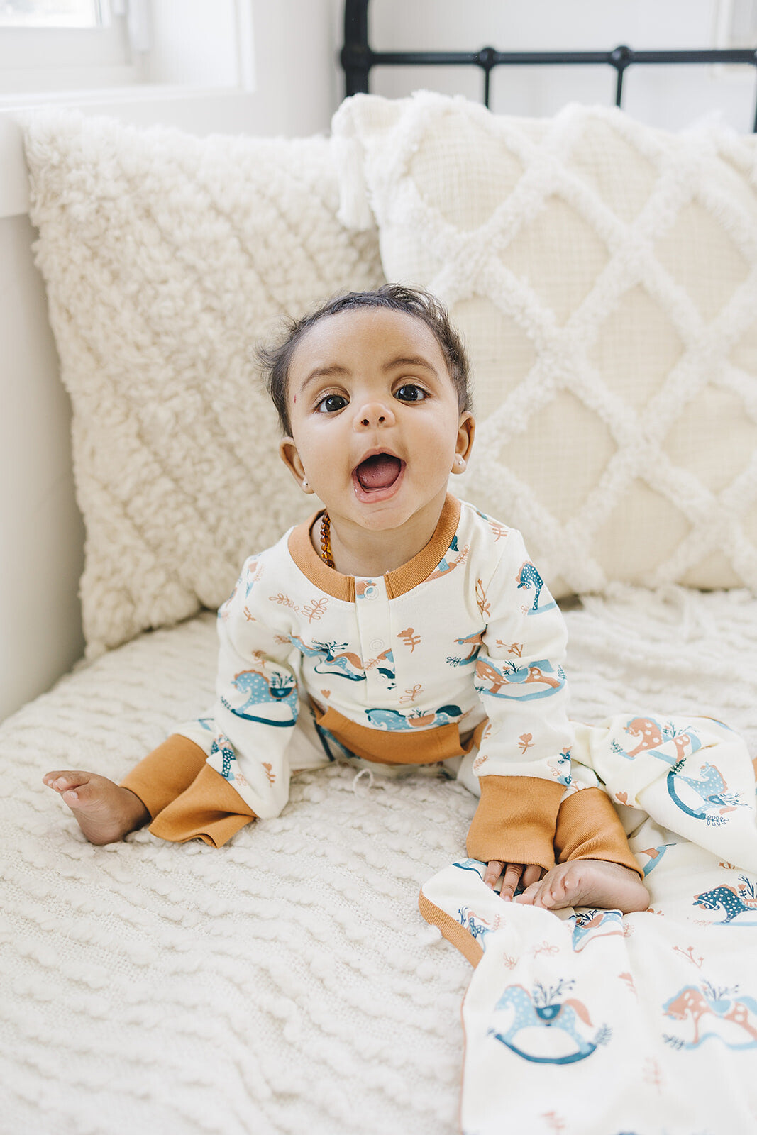 GOTS Certified Organic Cotton Playsuit - Rocking Horse