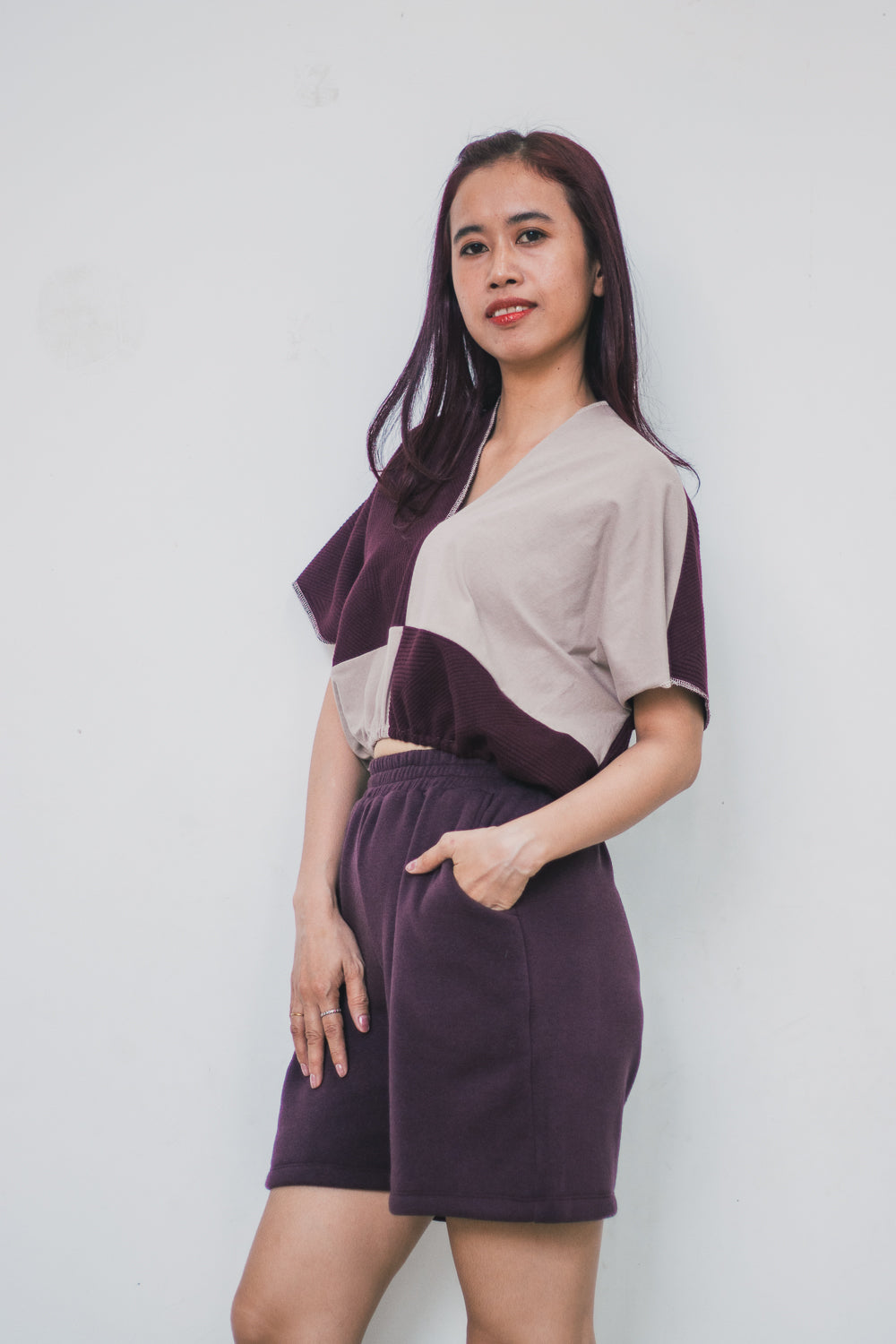 Kaftan Top Cinched Waist - Color Block - Katik