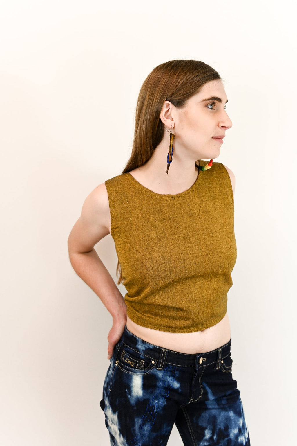 back tie handwoven tank top