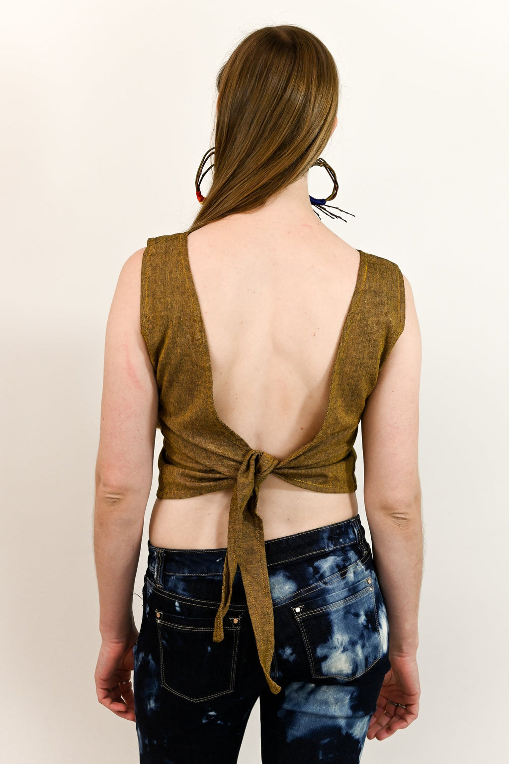 back tie handwoven tank top