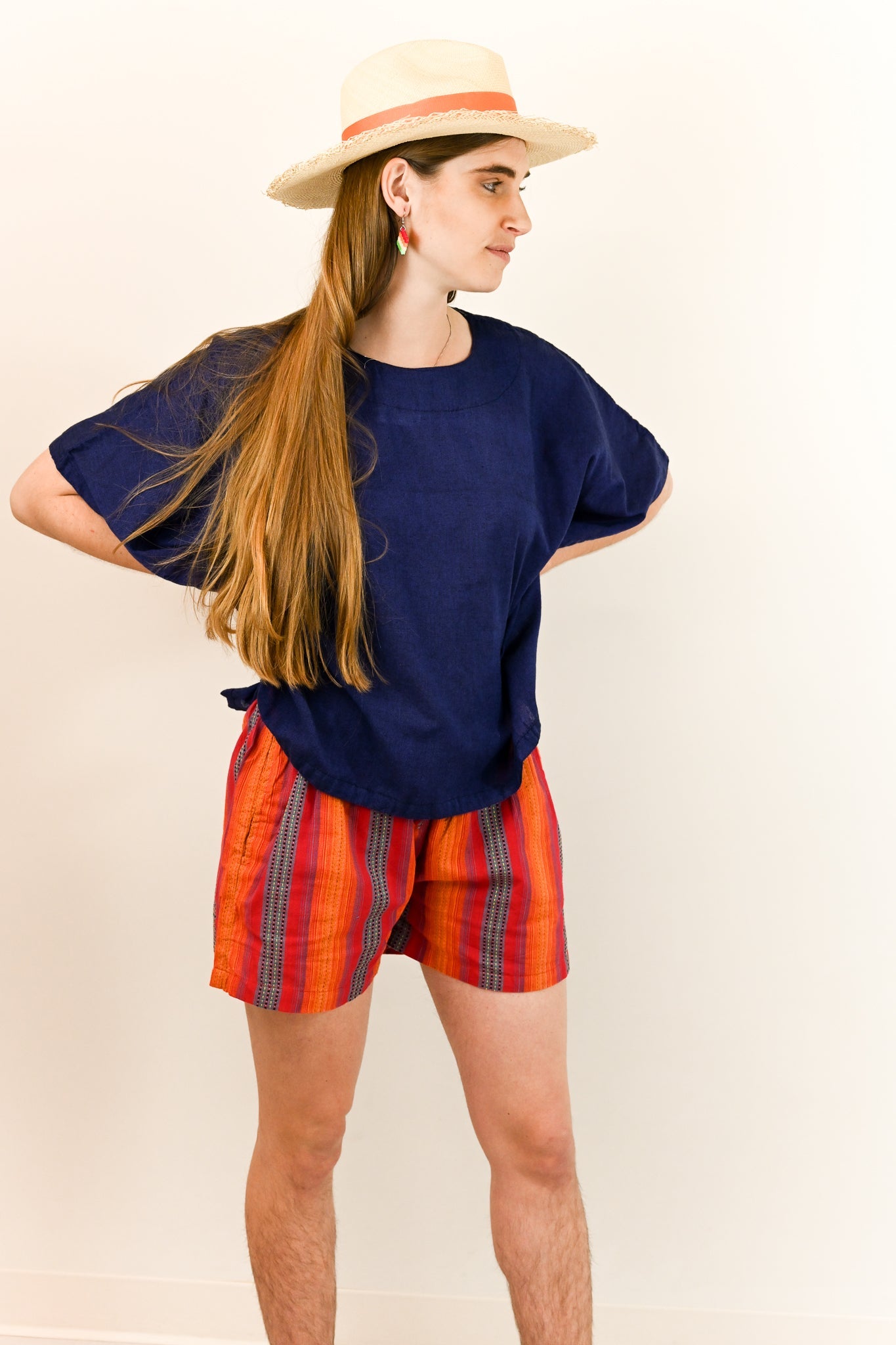 striped cotton shorts