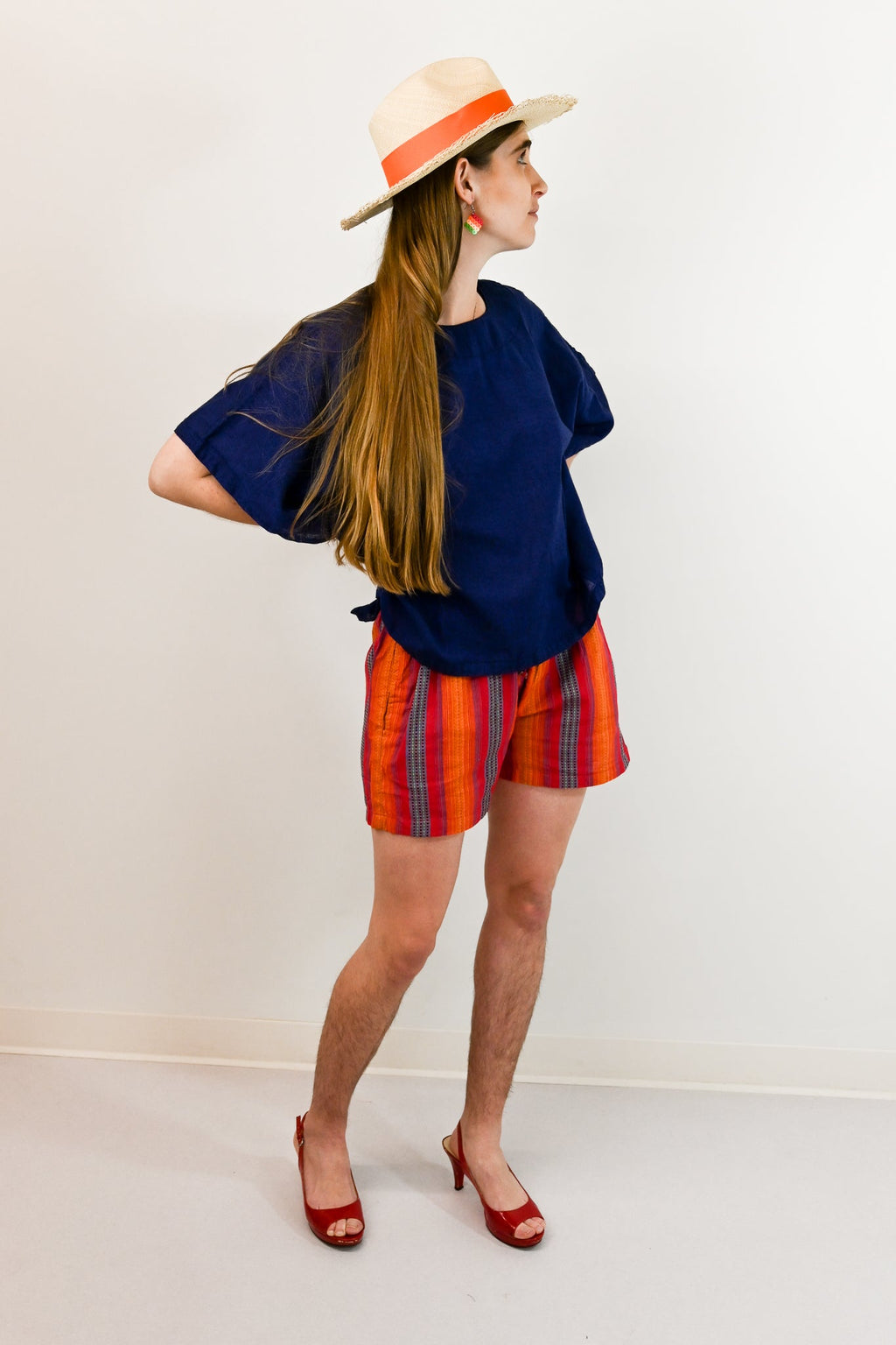 striped cotton shorts