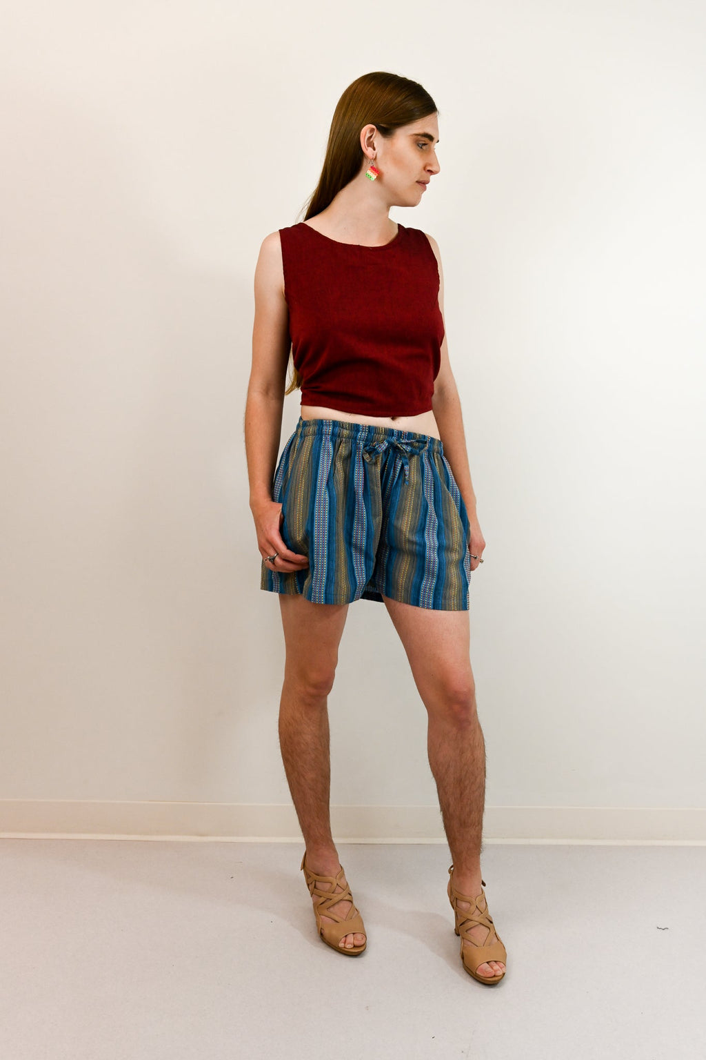 striped cotton shorts