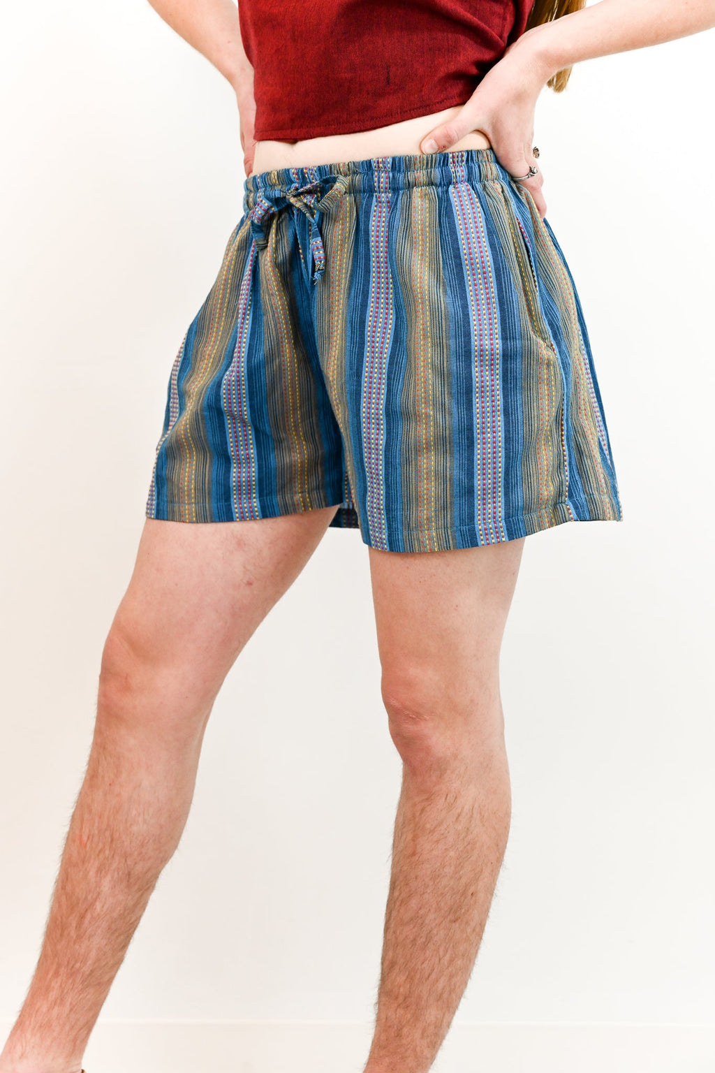 striped cotton shorts