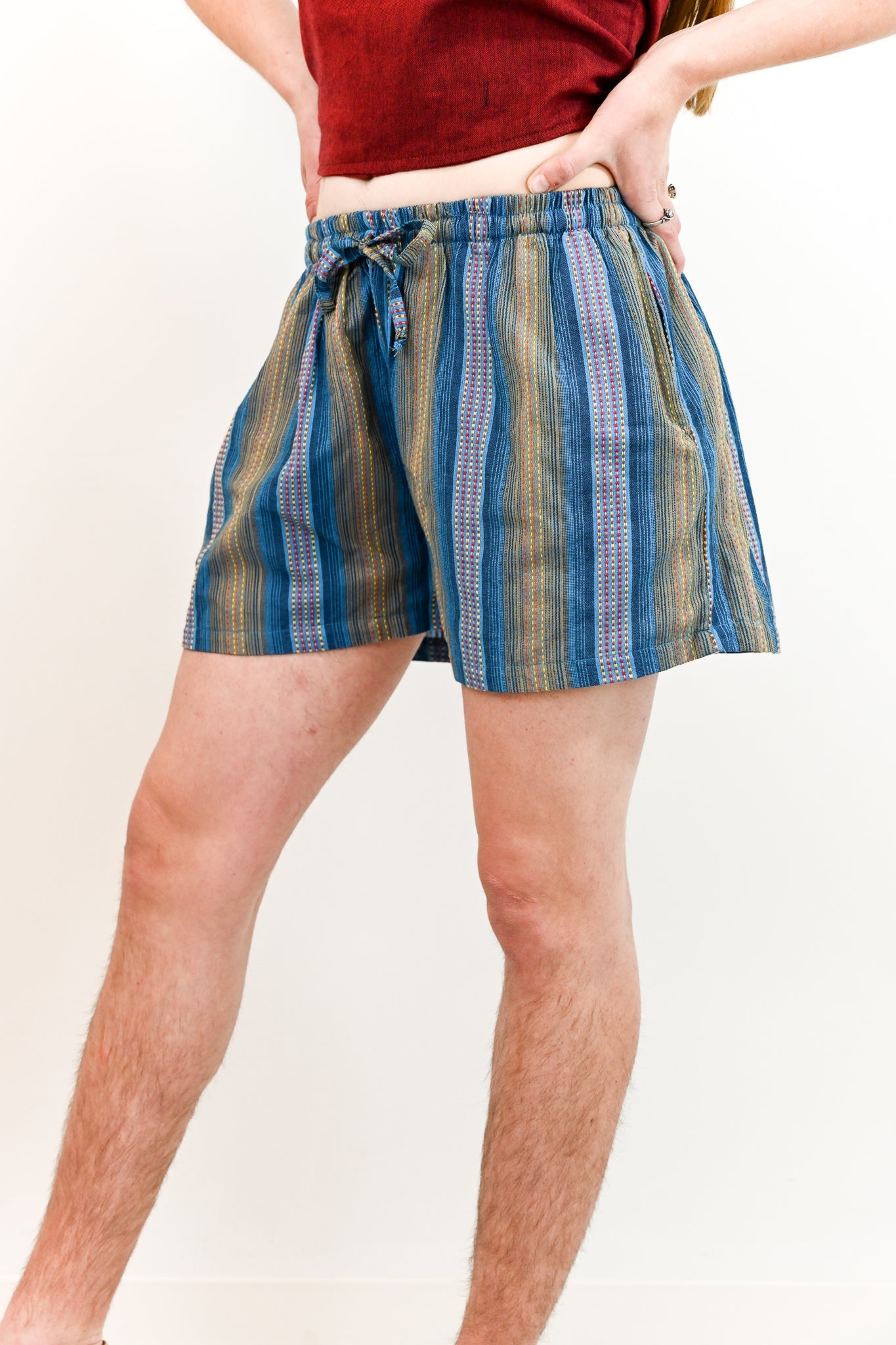 striped cotton shorts