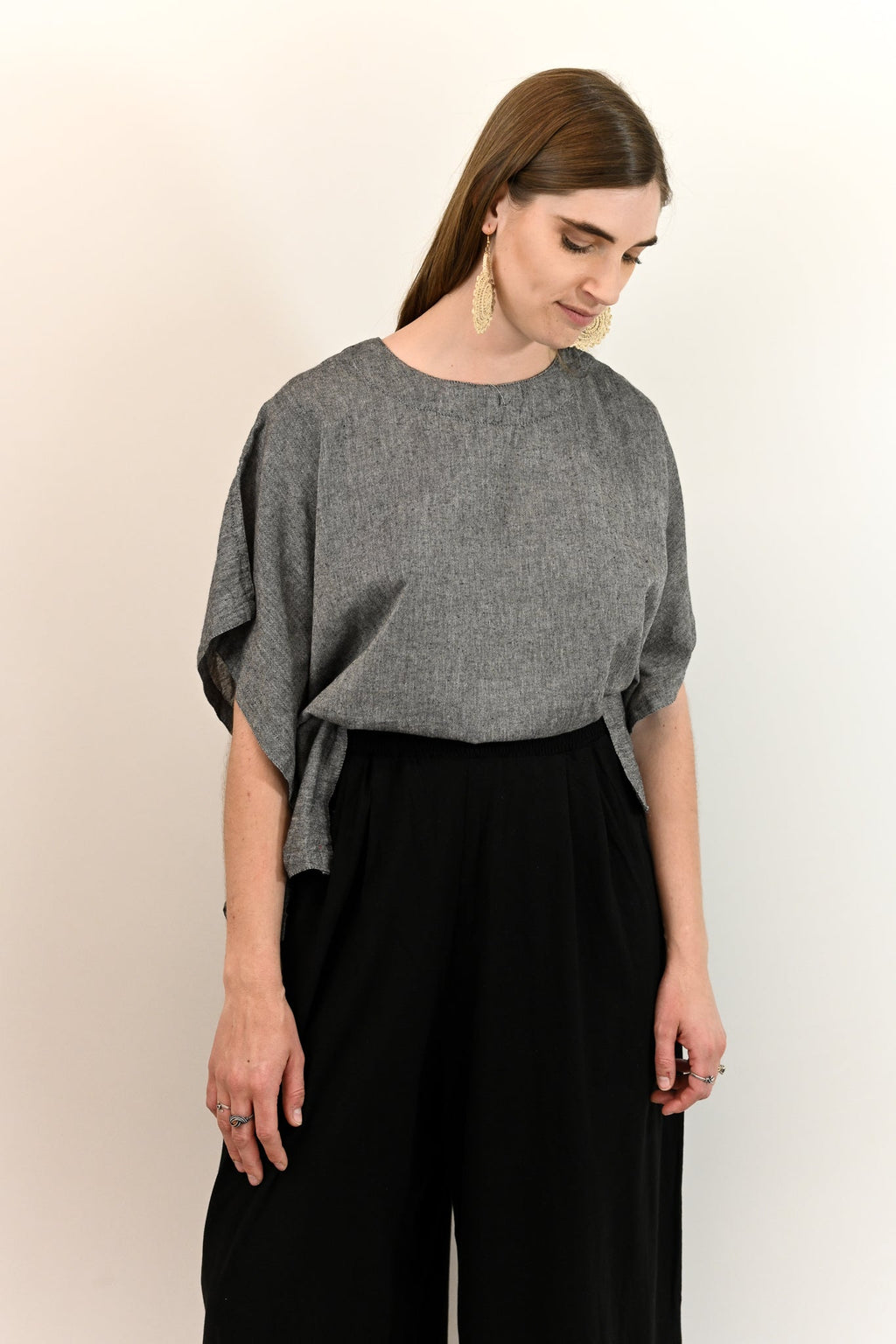 handwoven solid cotton boxy top