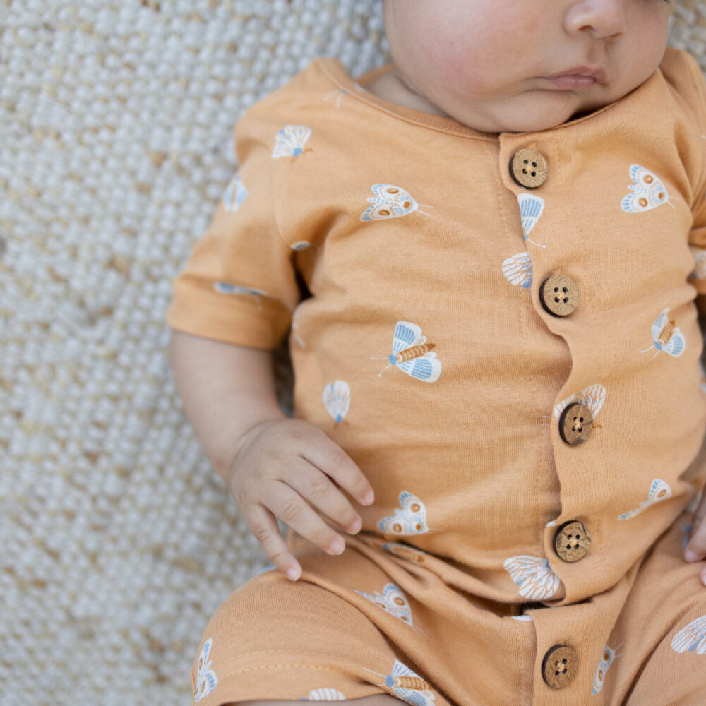 GOTS Certified Organic Cotton Short Sleeve Romper - Magical Moth