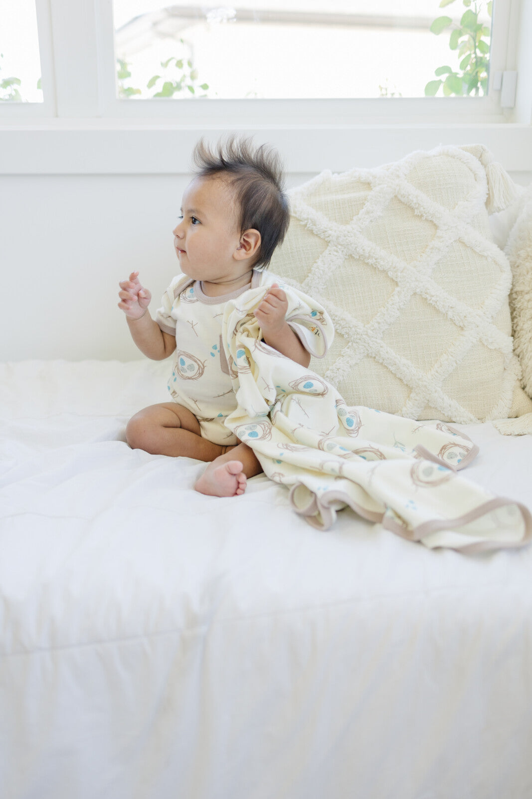 GOTS Certified Organic Cotton Short Sleeve Bodysuit - Quail Nest