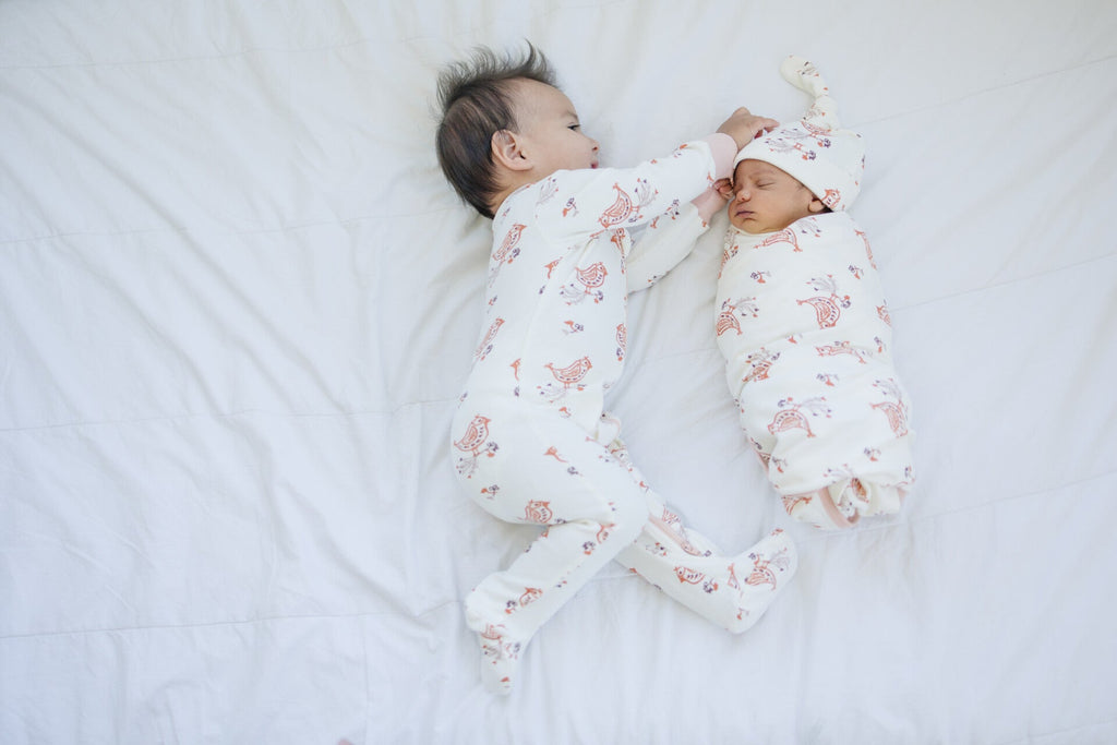 GOTS Certified Organic Cotton Zippy Footed - Celadon Quail