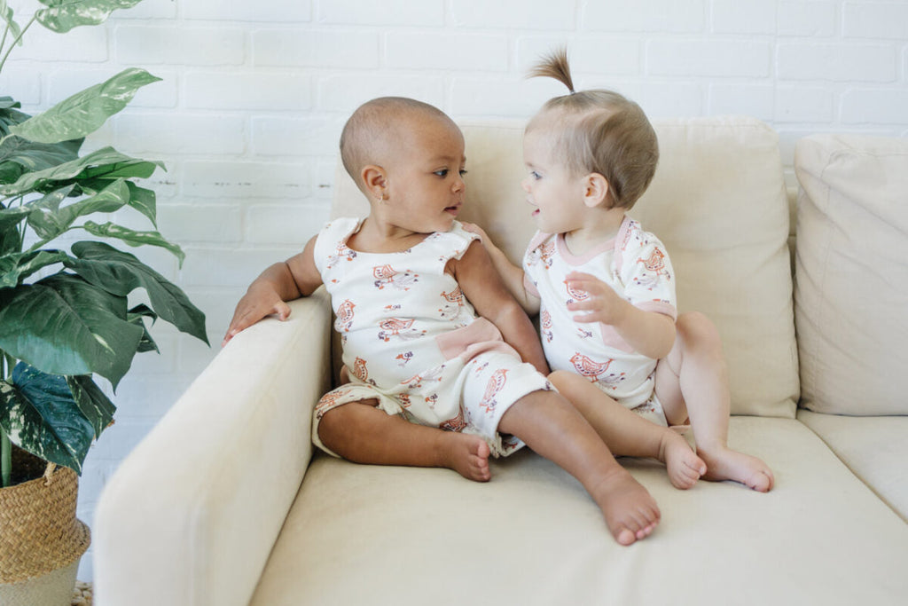 GOTS Certified Organic Cotton Sleeveless Romper - Celadon Quail