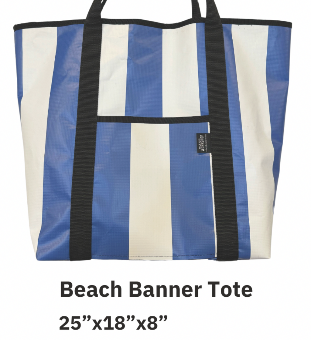 Repurposed Beach Banner Tote - Fabric